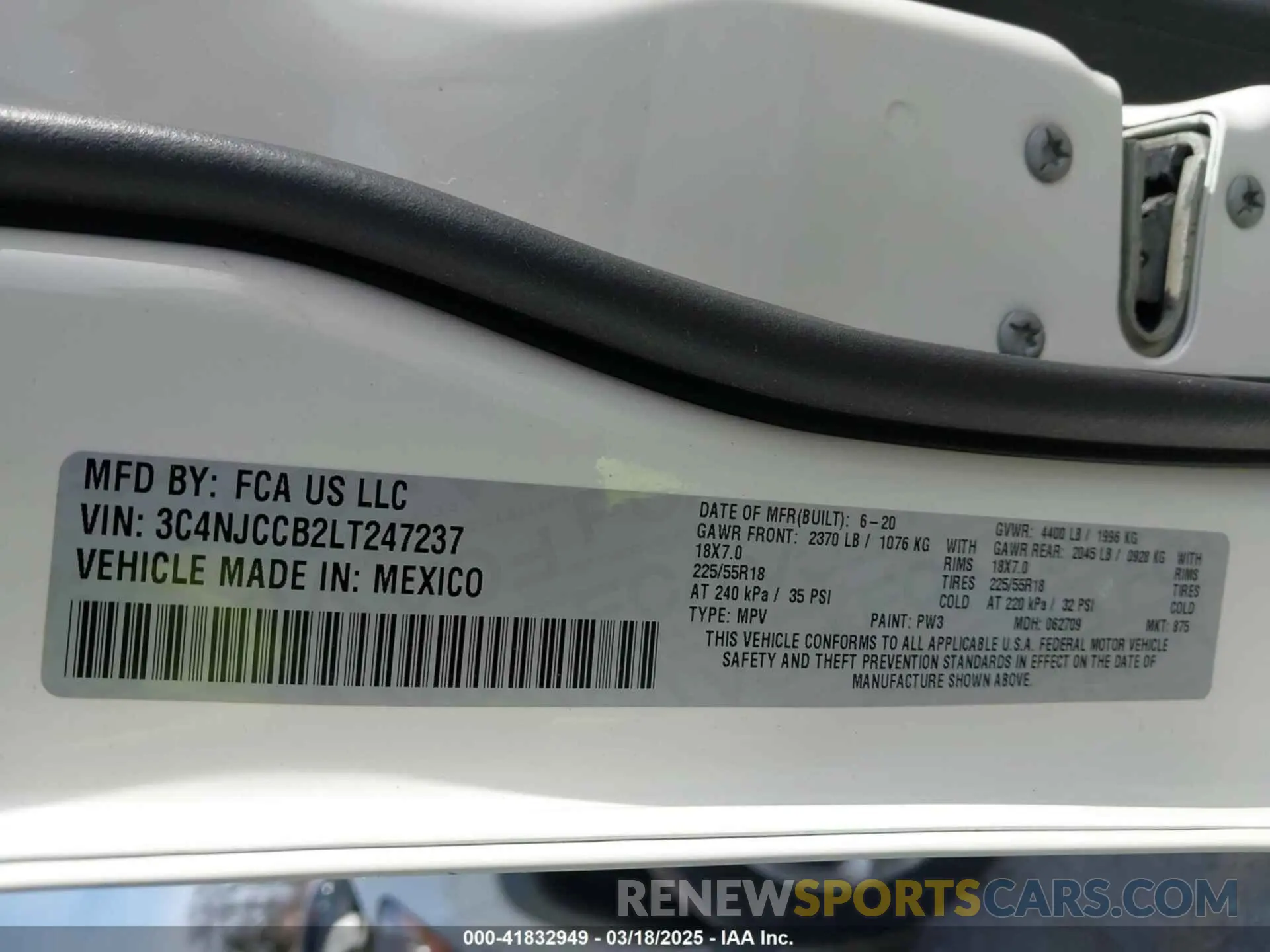 9 Фотография поврежденного автомобиля 3C4NJCCB2LT247237 JEEP COMPASS 2020