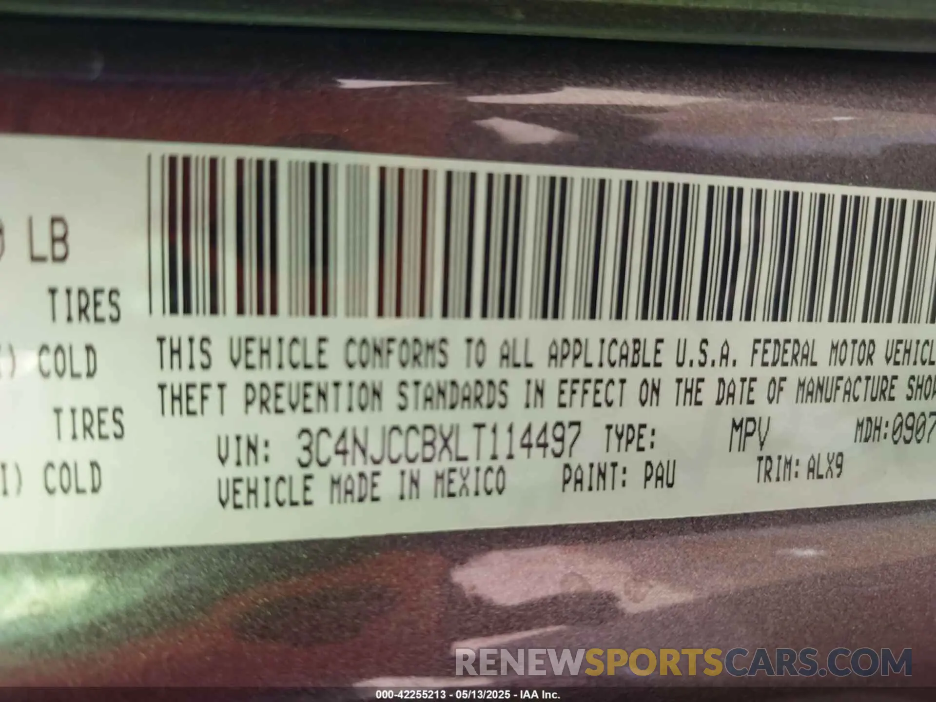 9 Photograph of a damaged car 3C4NJCCBXLT114497 JEEP COMPASS 2020