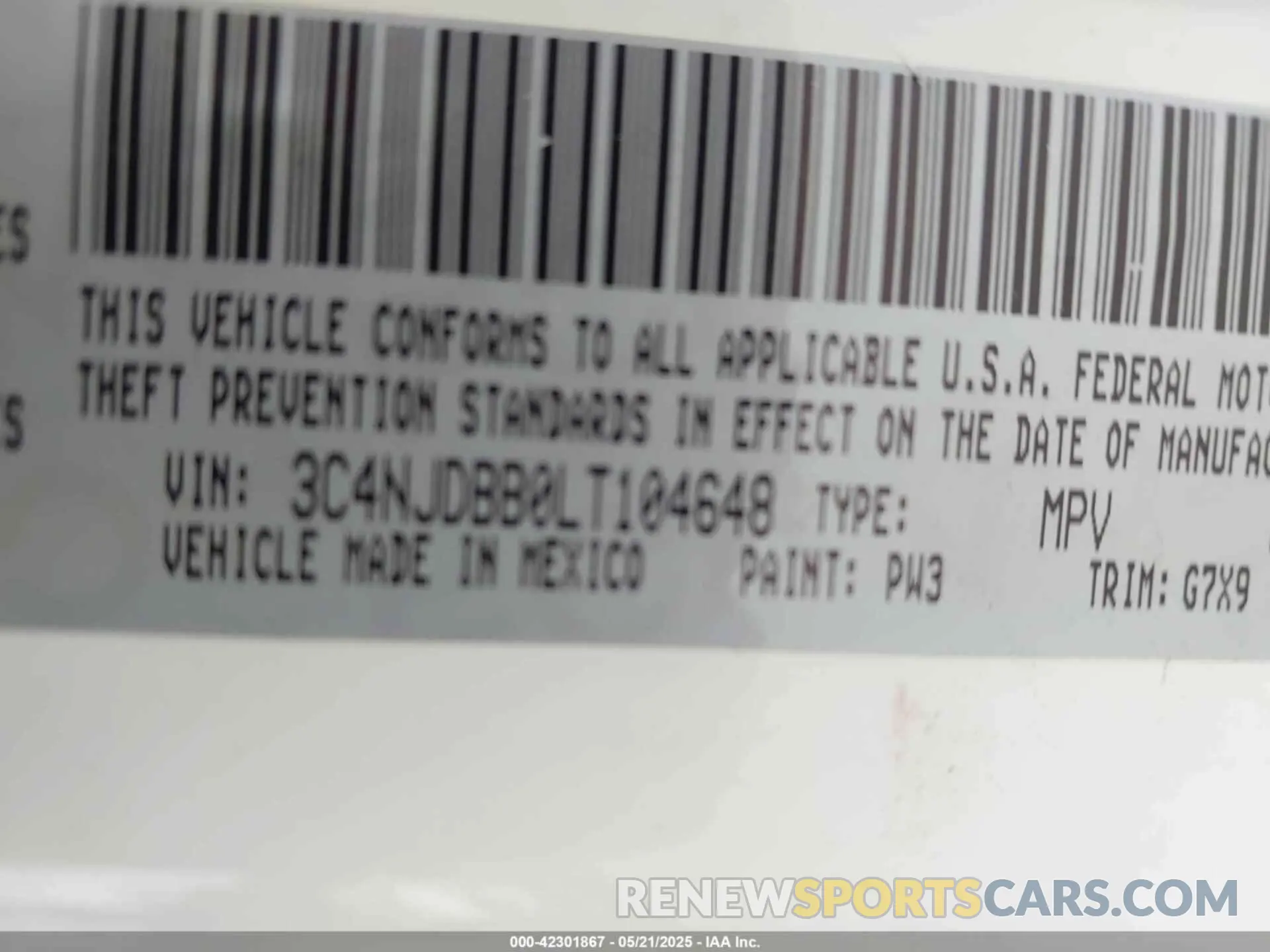 9 Фотография поврежденного автомобиля 3C4NJDBB0LT104648 JEEP COMPASS 2020
