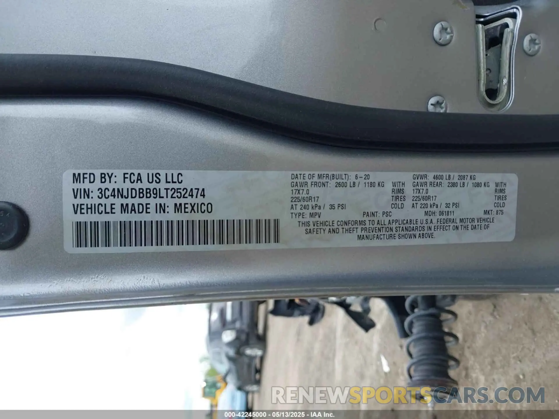 9 Photograph of a damaged car 3C4NJDBB9LT252474 JEEP COMPASS 2020
