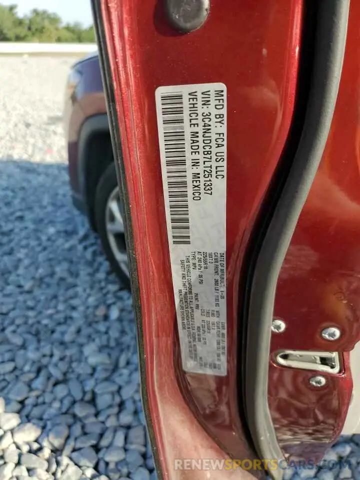 13 Photograph of a damaged car 3C4NJDCB7LT251337 JEEP COMPASS 2020