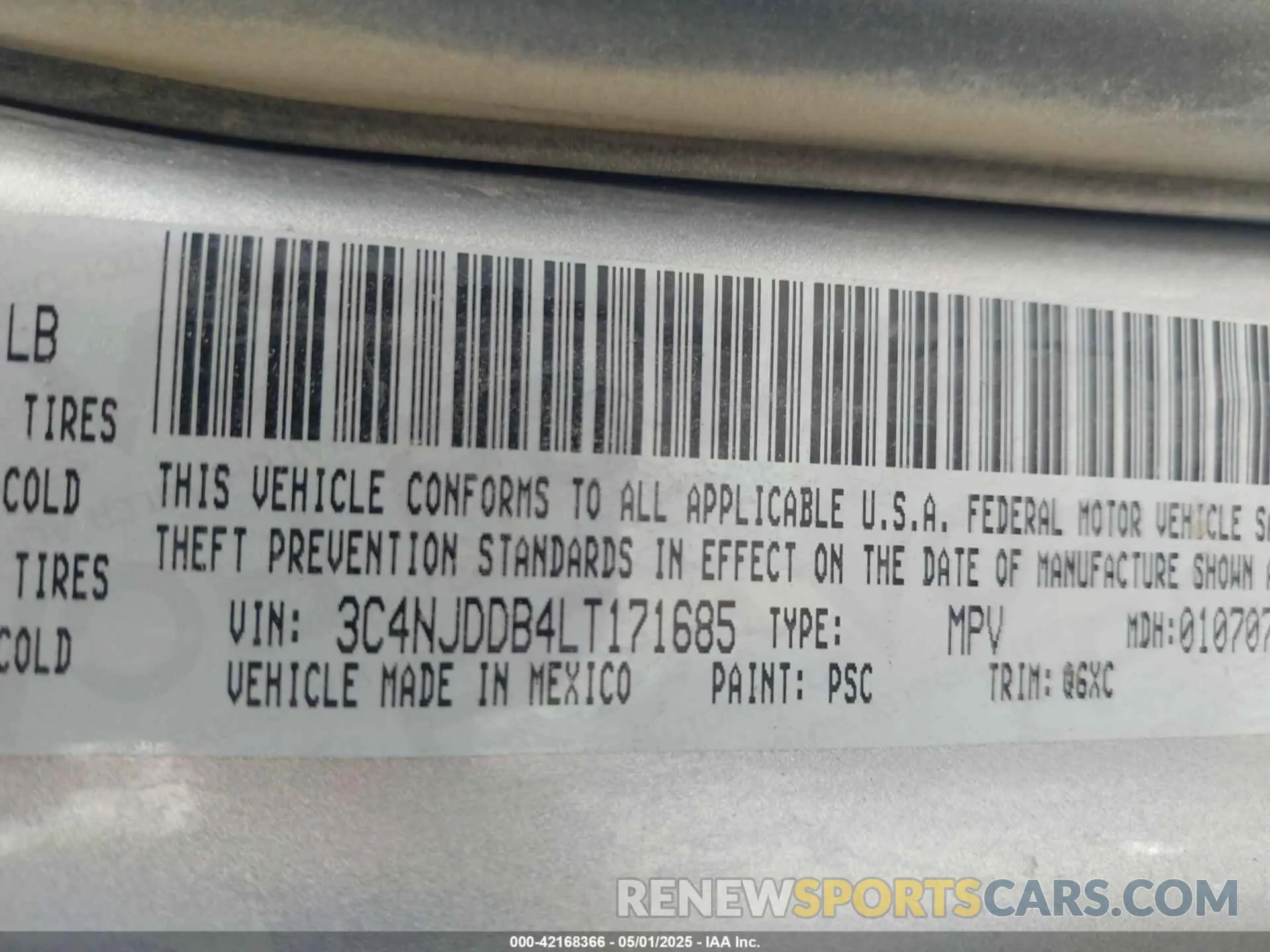 9 Фотография поврежденного автомобиля 3C4NJDDB4LT171685 JEEP COMPASS 2020
