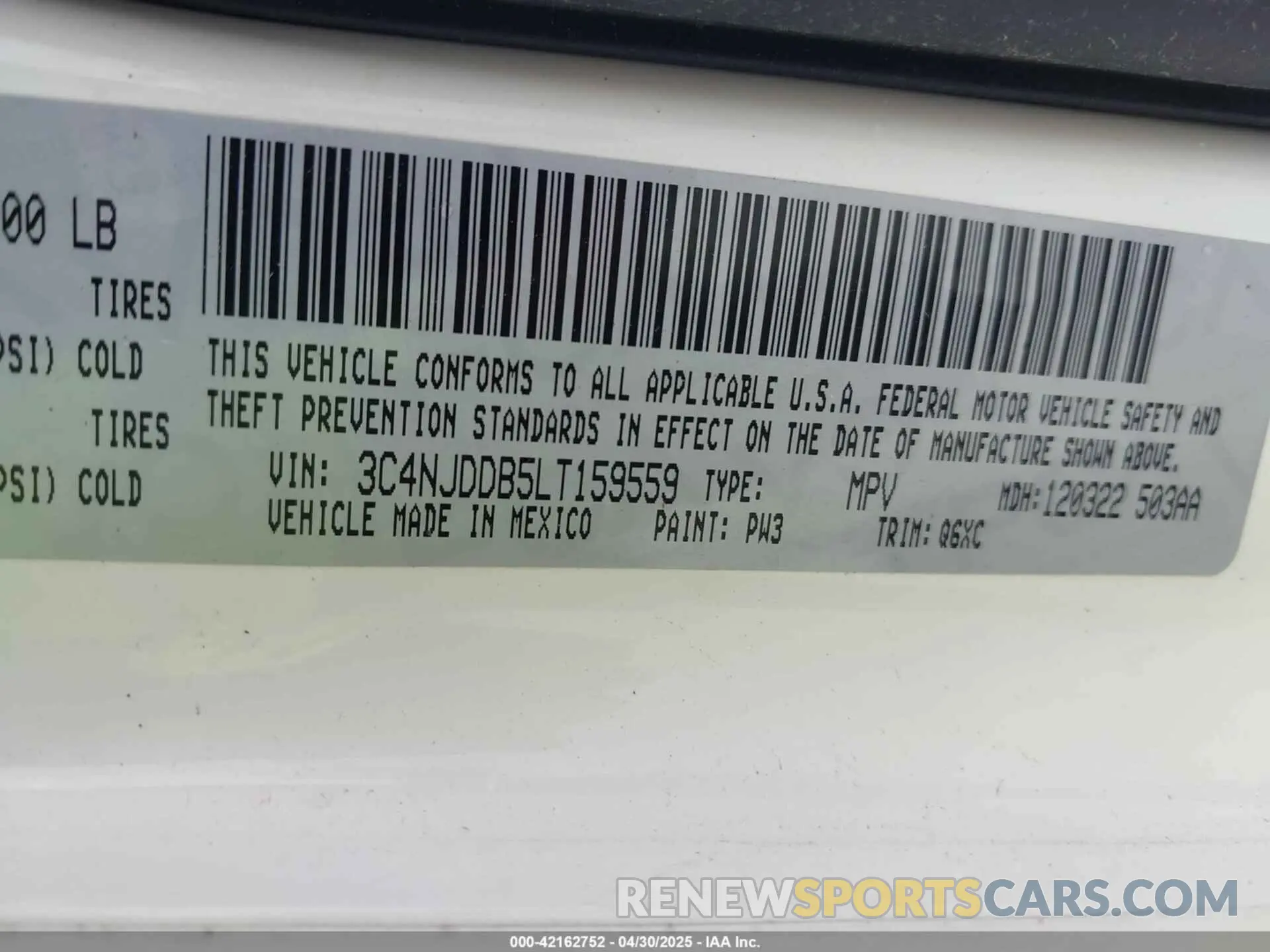 9 Фотография поврежденного автомобиля 3C4NJDDB5LT159559 JEEP COMPASS 2020
