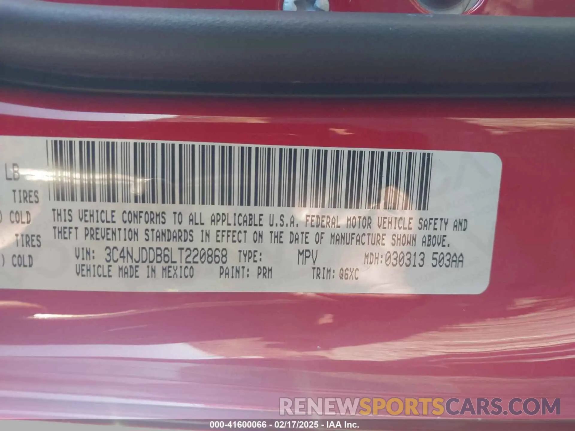 9 Photograph of a damaged car 3C4NJDDB6LT220868 JEEP COMPASS 2020