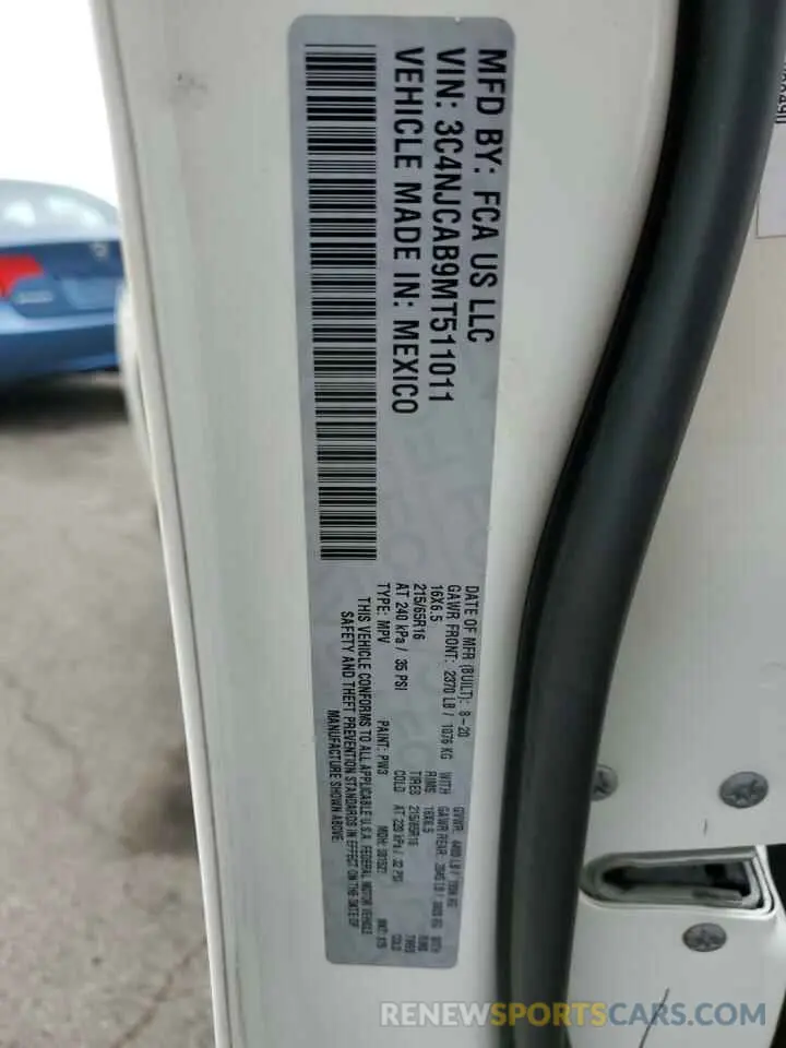 13 Фотография поврежденного автомобиля 3C4NJCAB9MT511011 JEEP COMPASS 2021