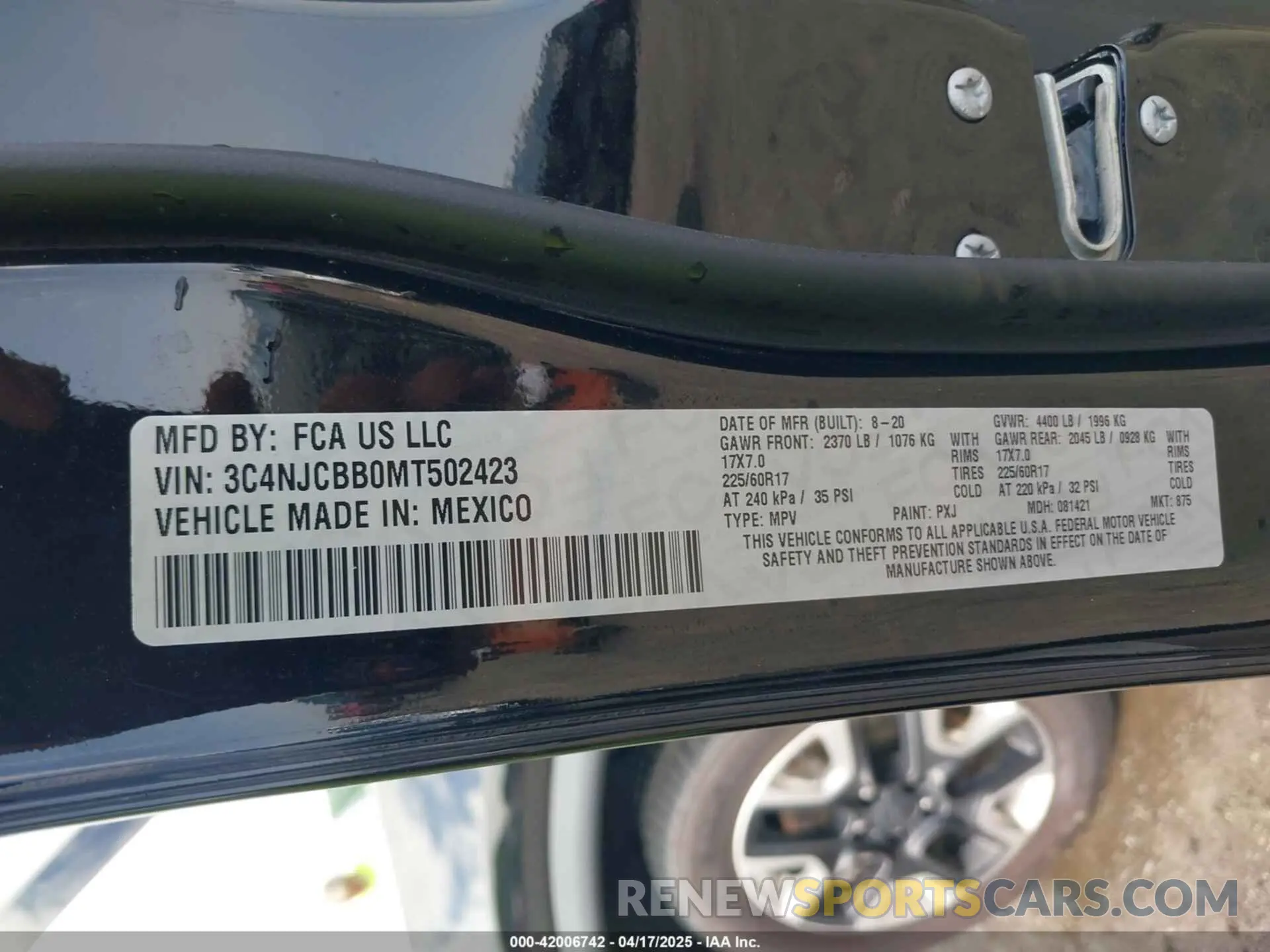 9 Photograph of a damaged car 3C4NJCBB0MT502423 JEEP COMPASS 2021
