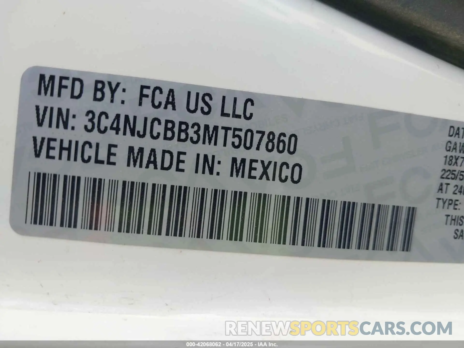 9 Фотография поврежденного автомобиля 3C4NJCBB3MT507860 JEEP COMPASS 2021