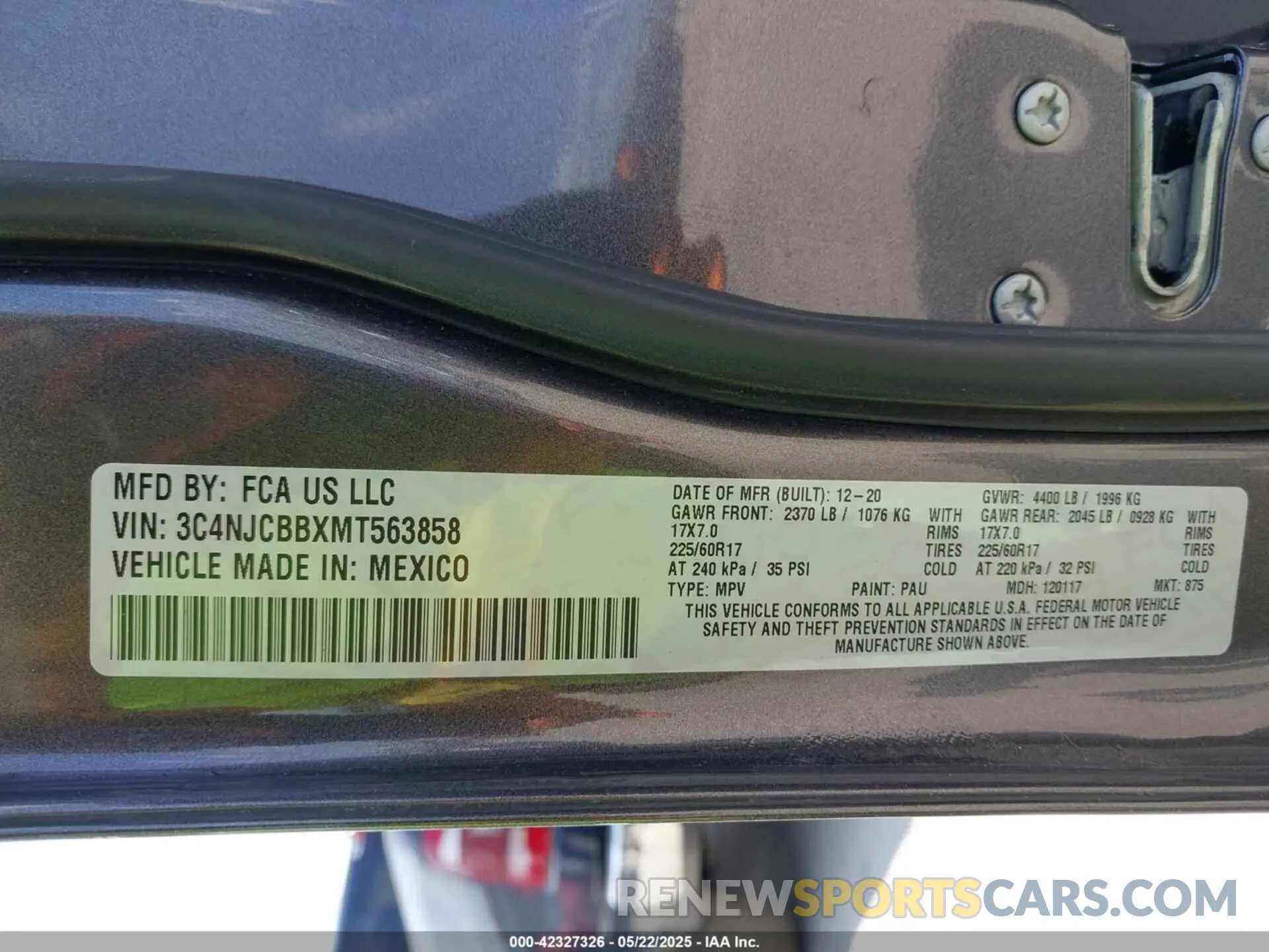 9 Фотография поврежденного автомобиля 3C4NJCBBXMT563858 JEEP COMPASS 2021