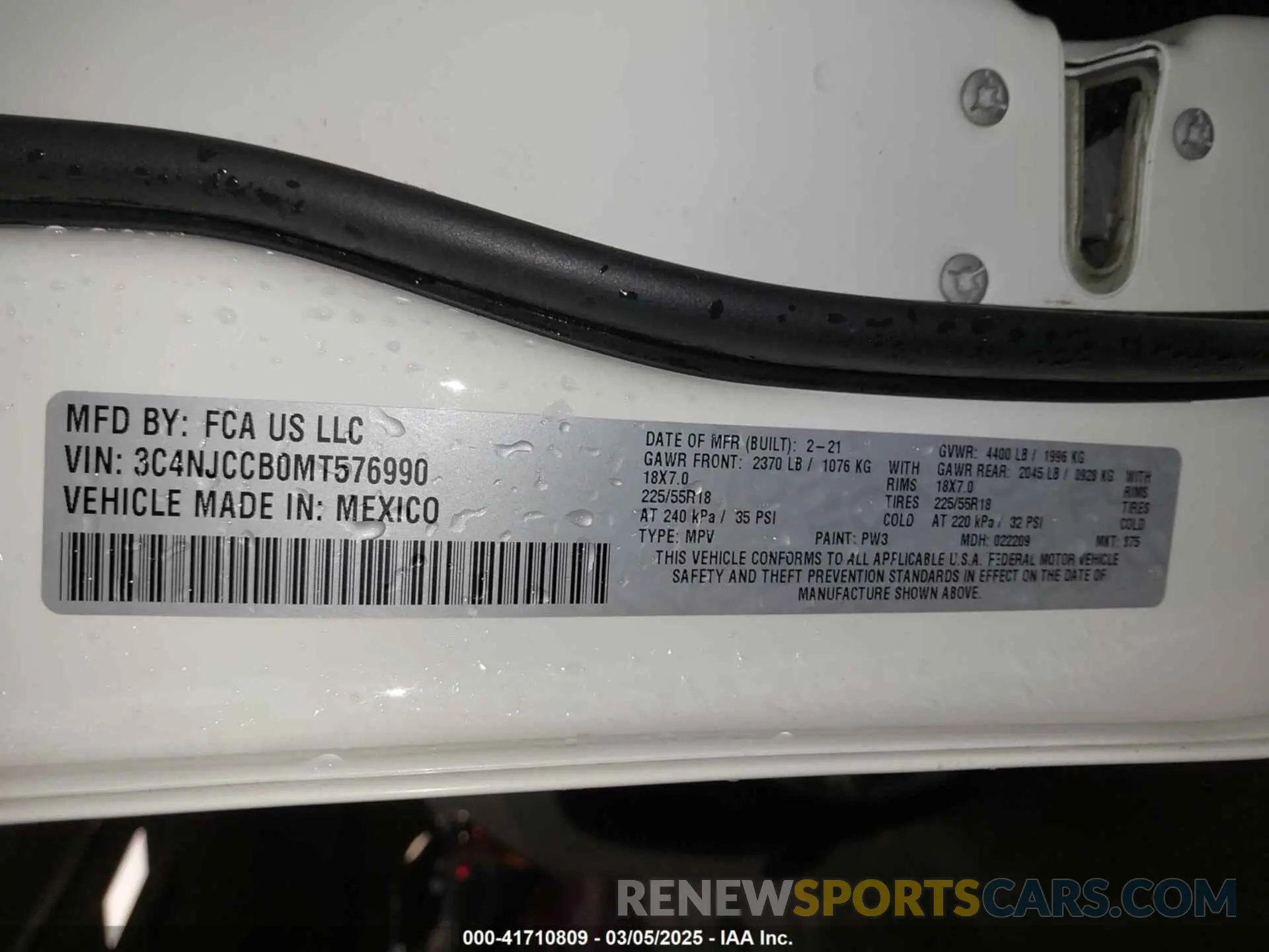 9 Фотография поврежденного автомобиля 3C4NJCCB0MT576990 JEEP COMPASS 2021
