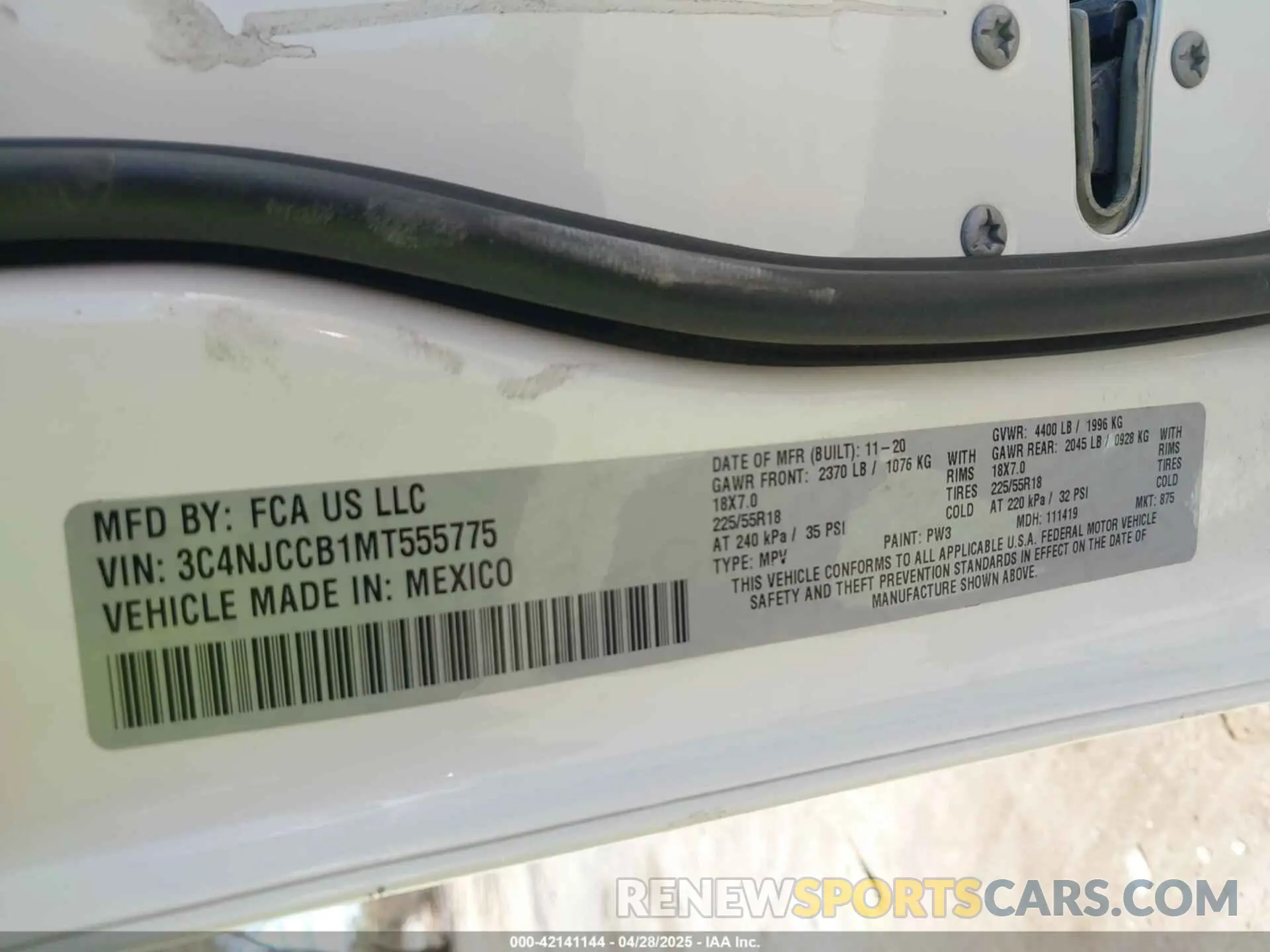 9 Photograph of a damaged car 3C4NJCCB1MT555775 JEEP COMPASS 2021