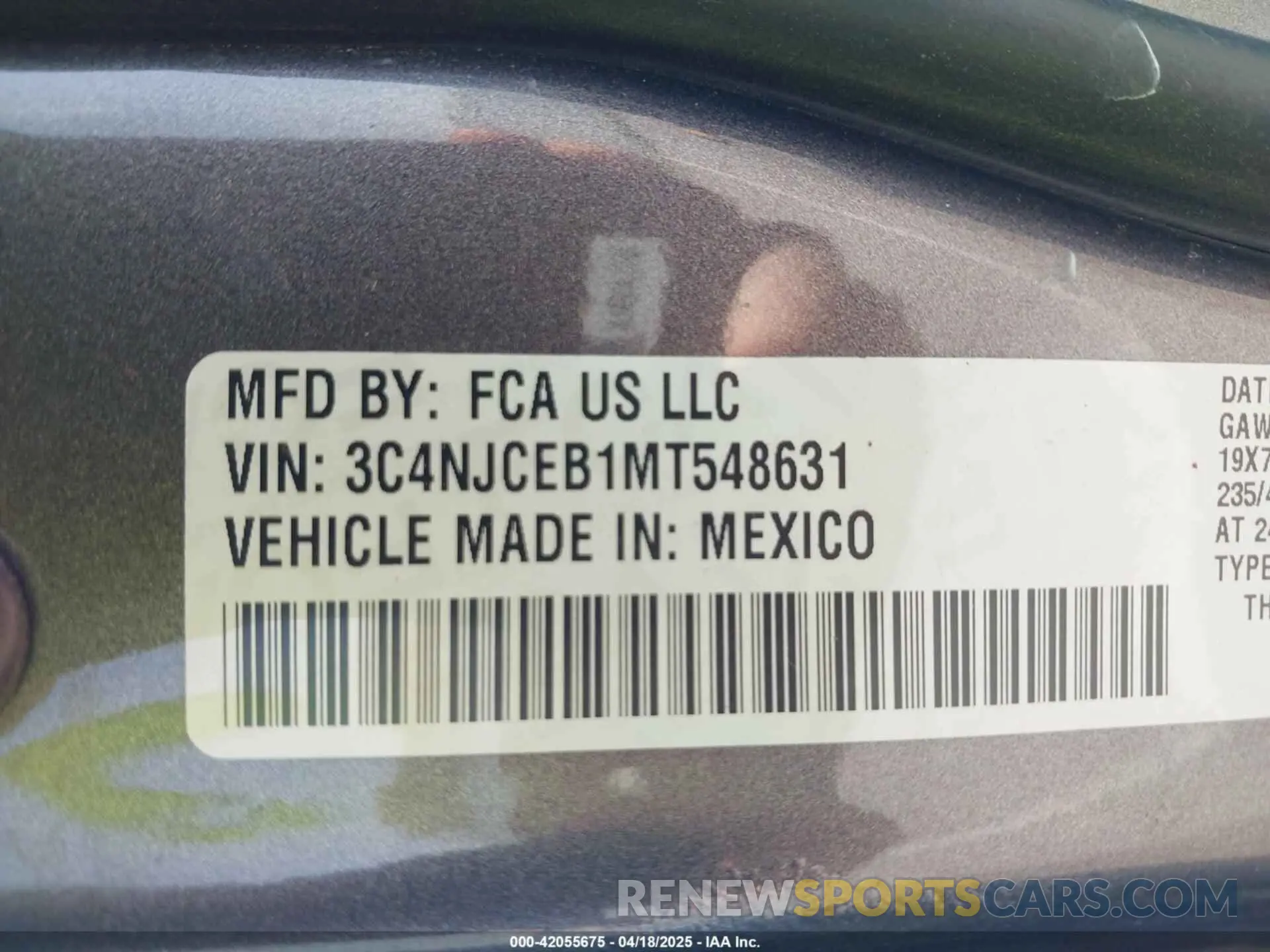 9 Фотография поврежденного автомобиля 3C4NJCEB1MT548631 JEEP COMPASS 2021