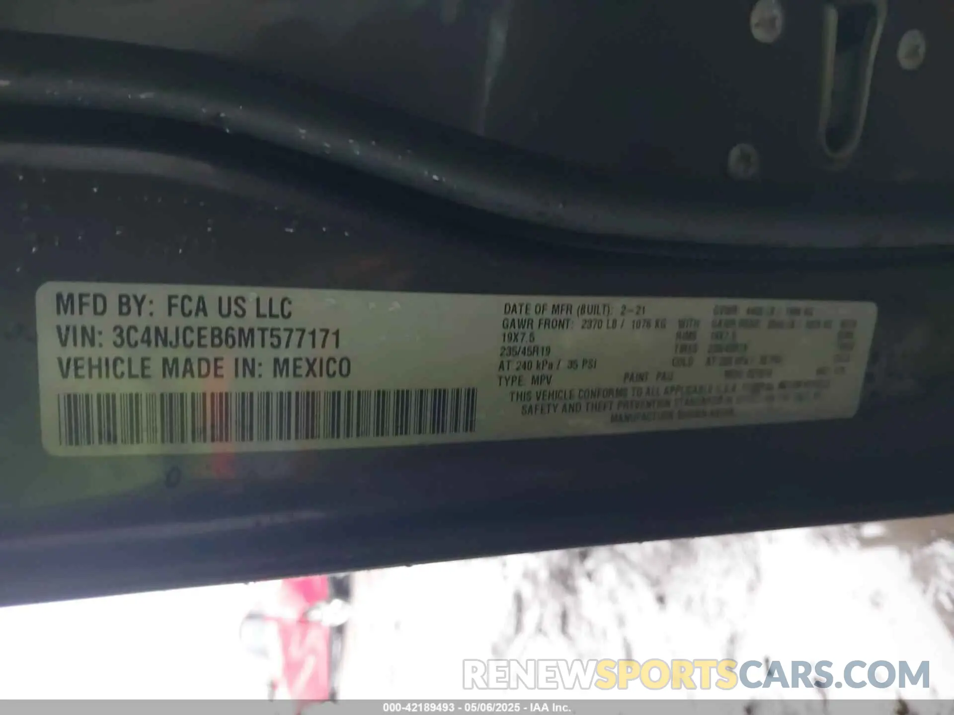 9 Photograph of a damaged car 3C4NJCEB6MT577171 JEEP COMPASS 2021