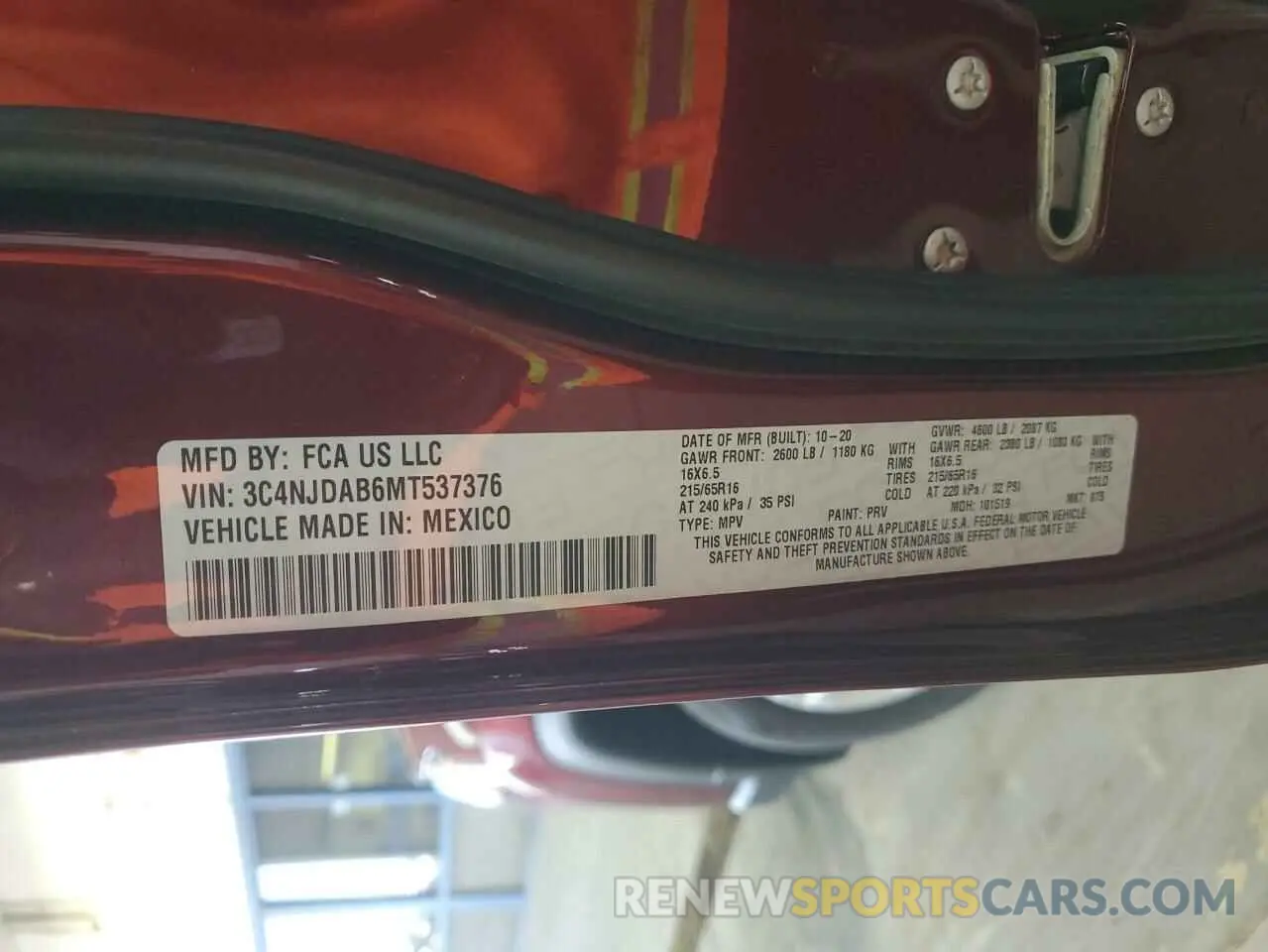 14 Photograph of a damaged car 3C4NJDAB6MT537376 JEEP COMPASS 2021