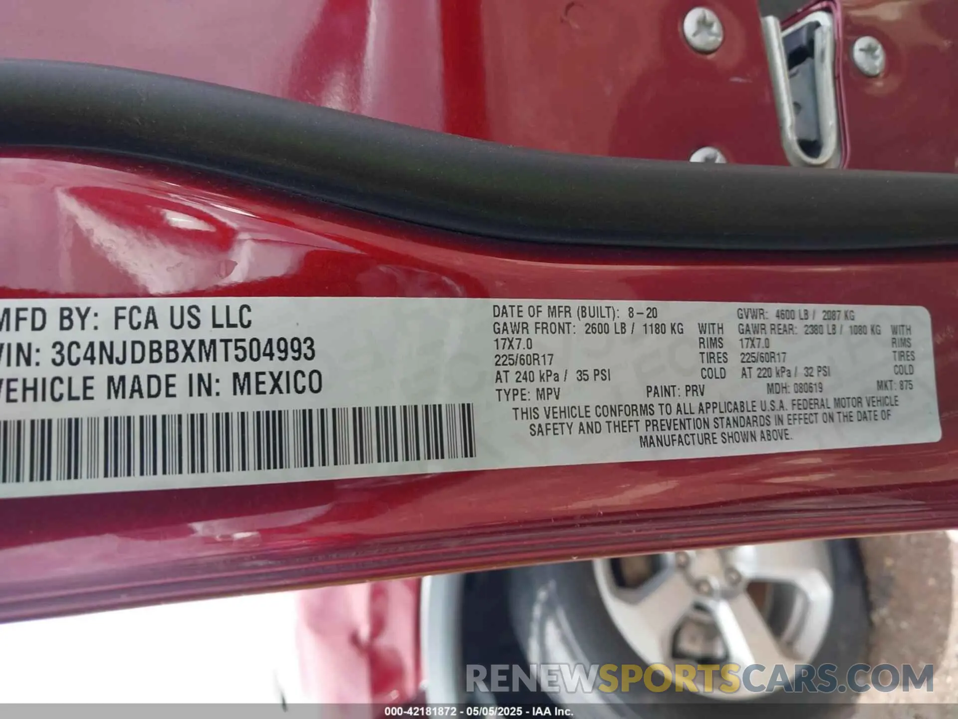 9 Фотография поврежденного автомобиля 3C4NJDBBXMT504993 JEEP COMPASS 2021