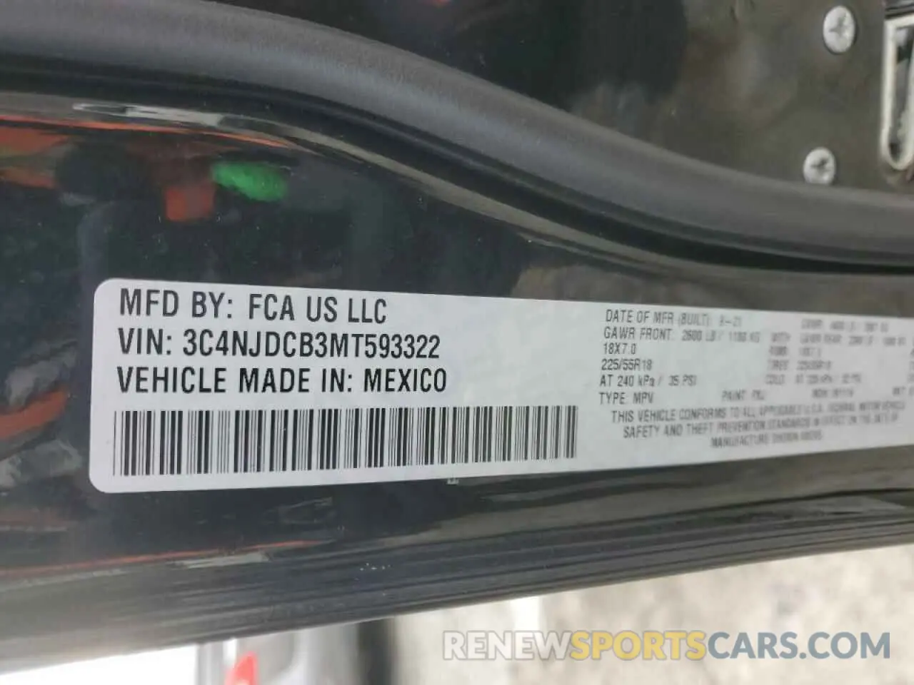 14 Photograph of a damaged car 3C4NJDCB3MT593322 JEEP COMPASS 2021
