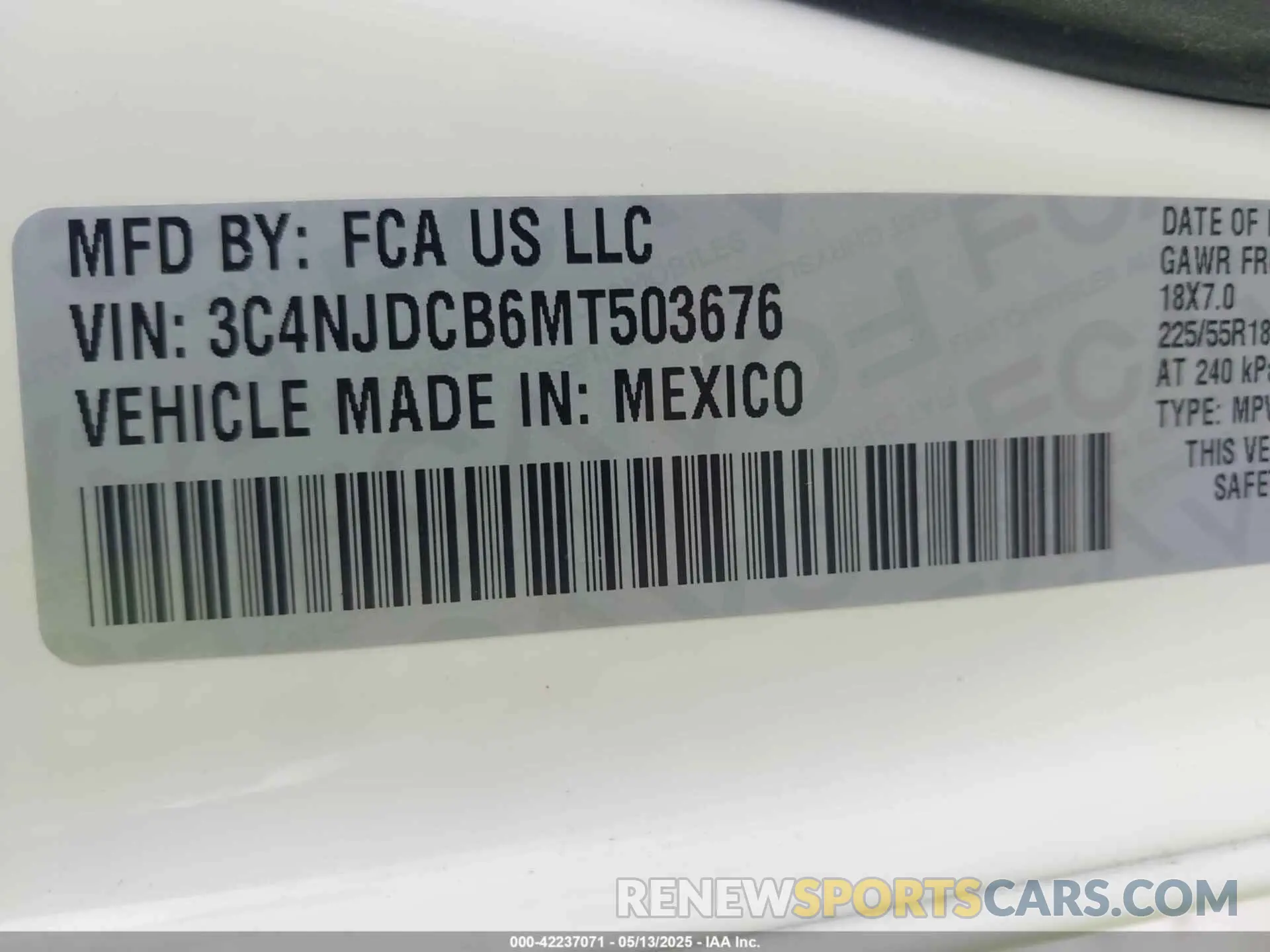 9 Фотография поврежденного автомобиля 3C4NJDCB6MT503676 JEEP COMPASS 2021