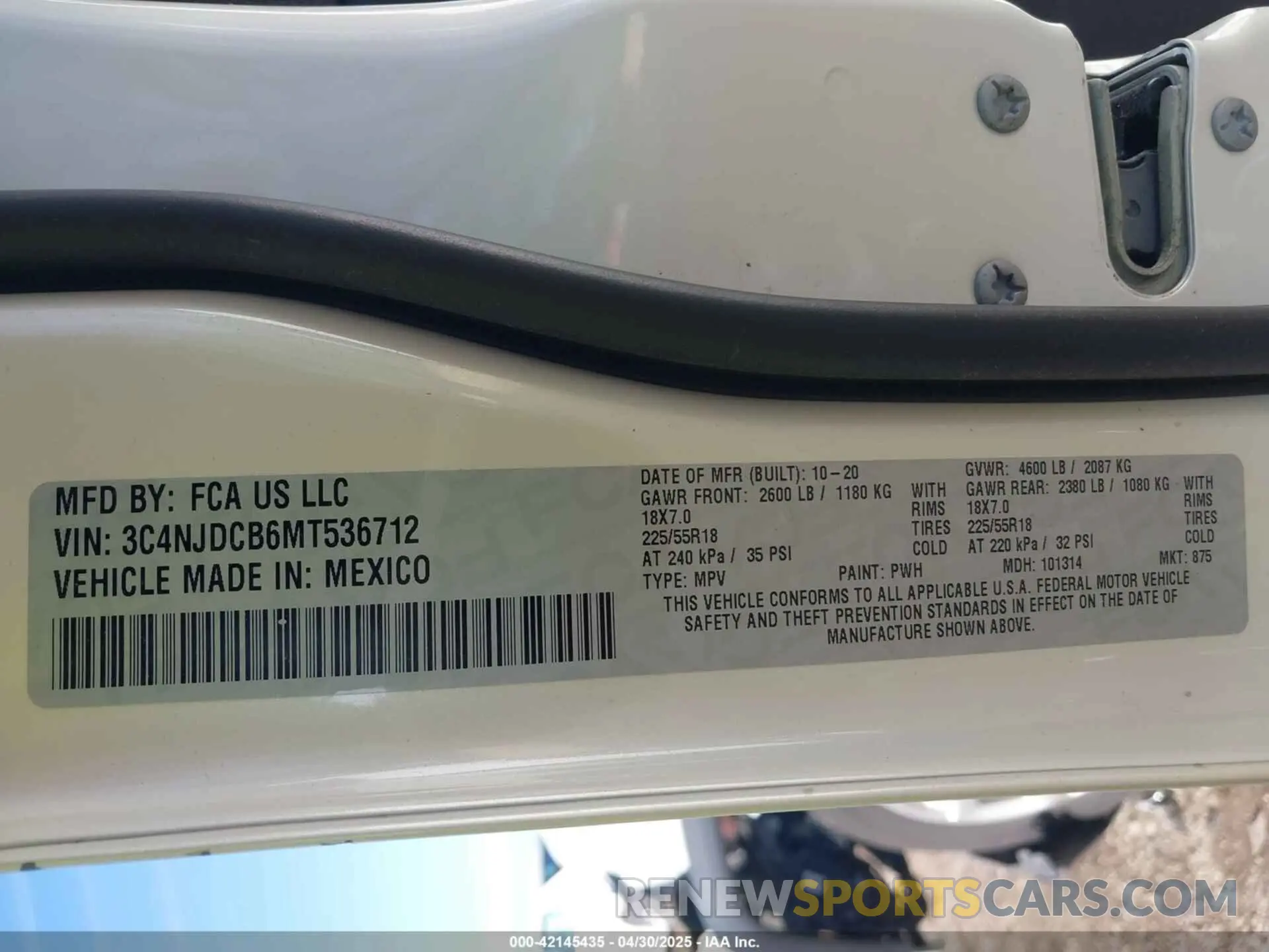 9 Фотография поврежденного автомобиля 3C4NJDCB6MT536712 JEEP COMPASS 2021