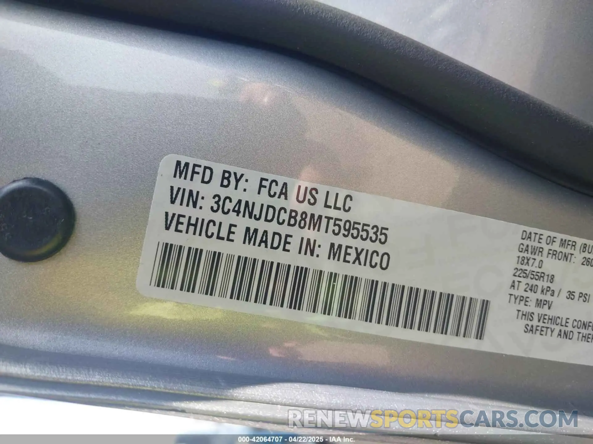 9 Фотография поврежденного автомобиля 3C4NJDCB8MT595535 JEEP COMPASS 2021