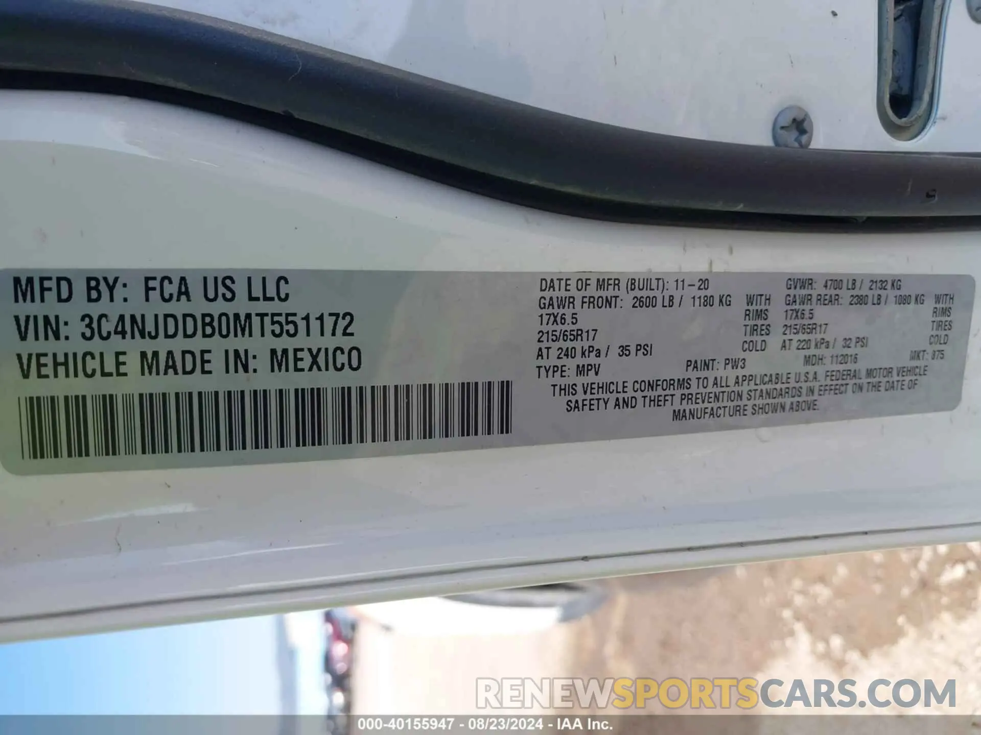 9 Фотография поврежденного автомобиля 3C4NJDDB0MT551172 JEEP COMPASS 2021