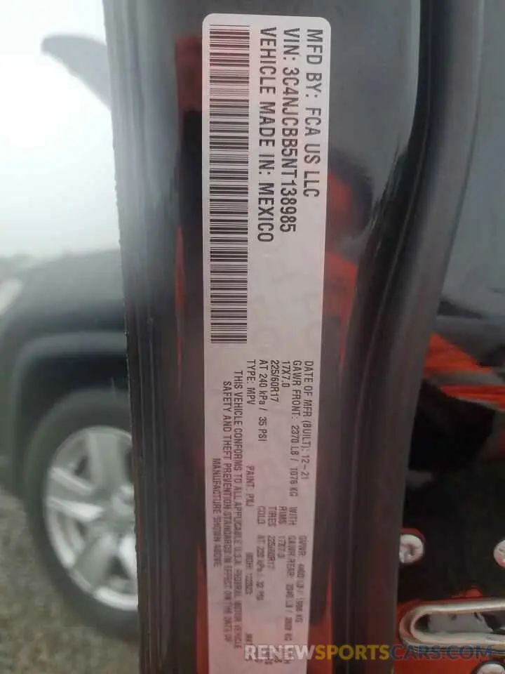14 Photograph of a damaged car 3C4NJCBB5NT138985 JEEP COMPASS 2022