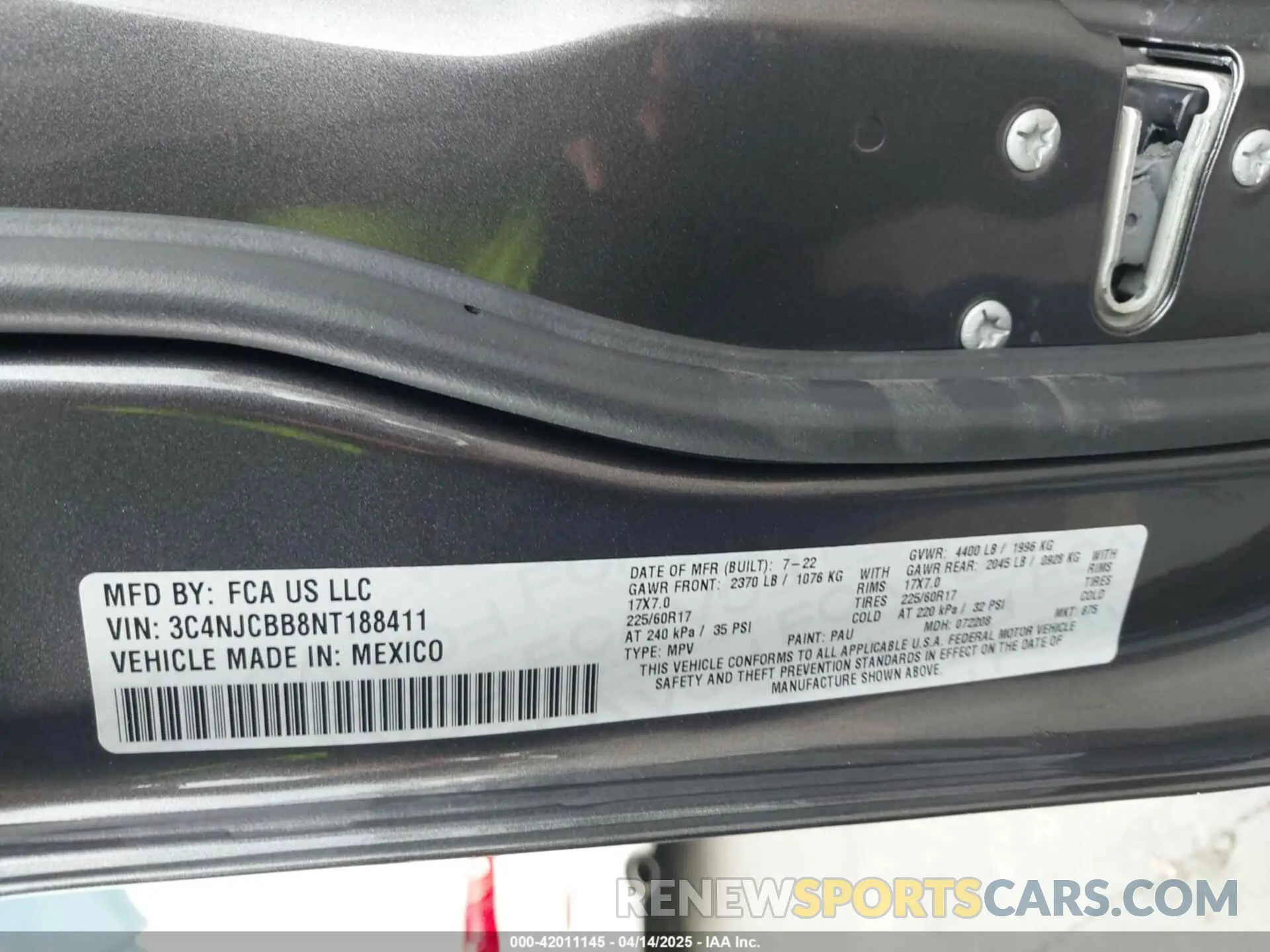 9 Фотография поврежденного автомобиля 3C4NJCBB8NT188411 JEEP COMPASS 2022