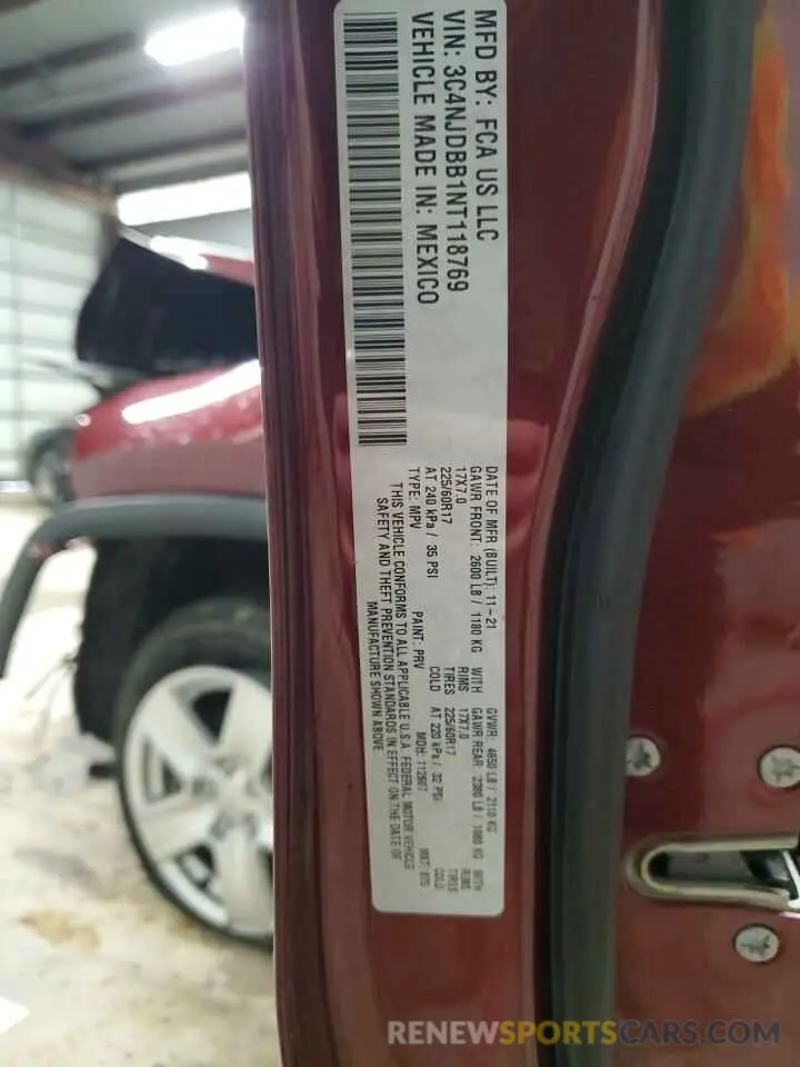 16 Photograph of a damaged car 3C4NJDBB1NT118769 JEEP COMPASS 2022