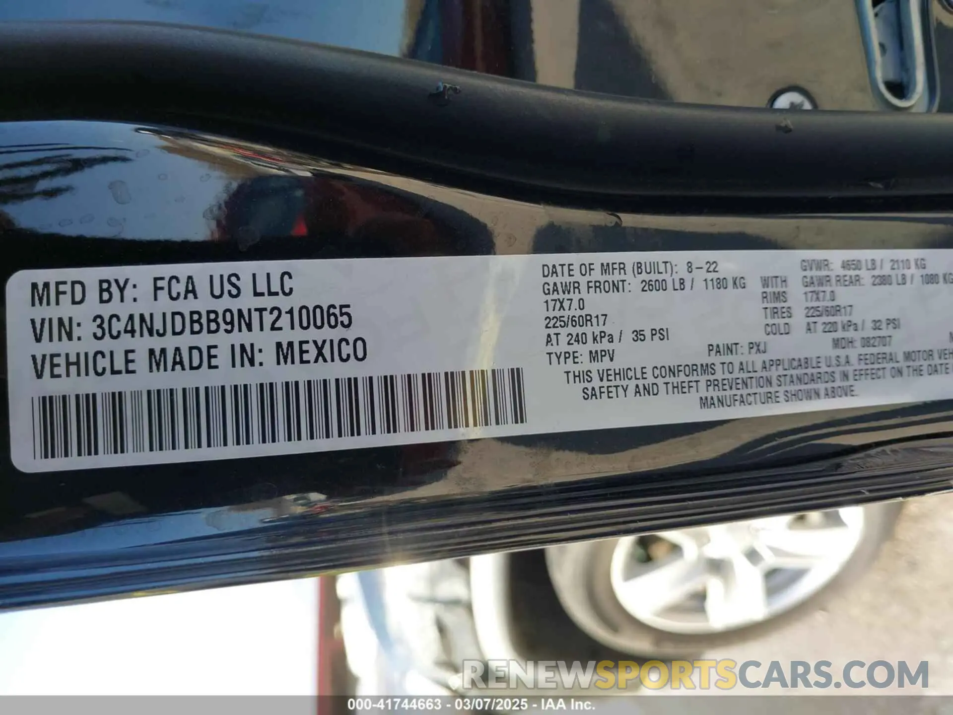 9 Photograph of a damaged car 3C4NJDBB9NT210065 JEEP COMPASS 2022