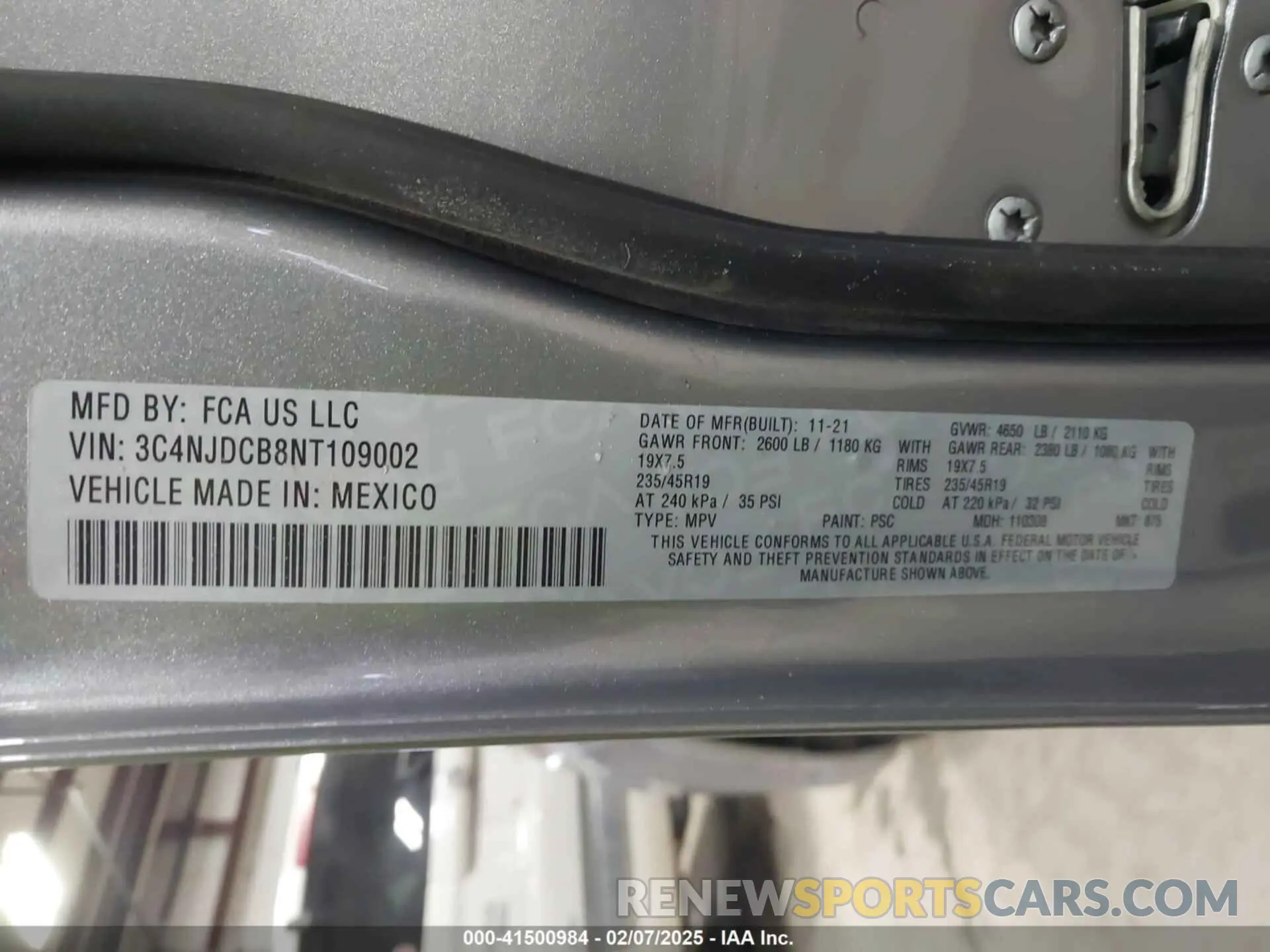 9 Фотография поврежденного автомобиля 3C4NJDCB8NT109002 JEEP COMPASS 2022