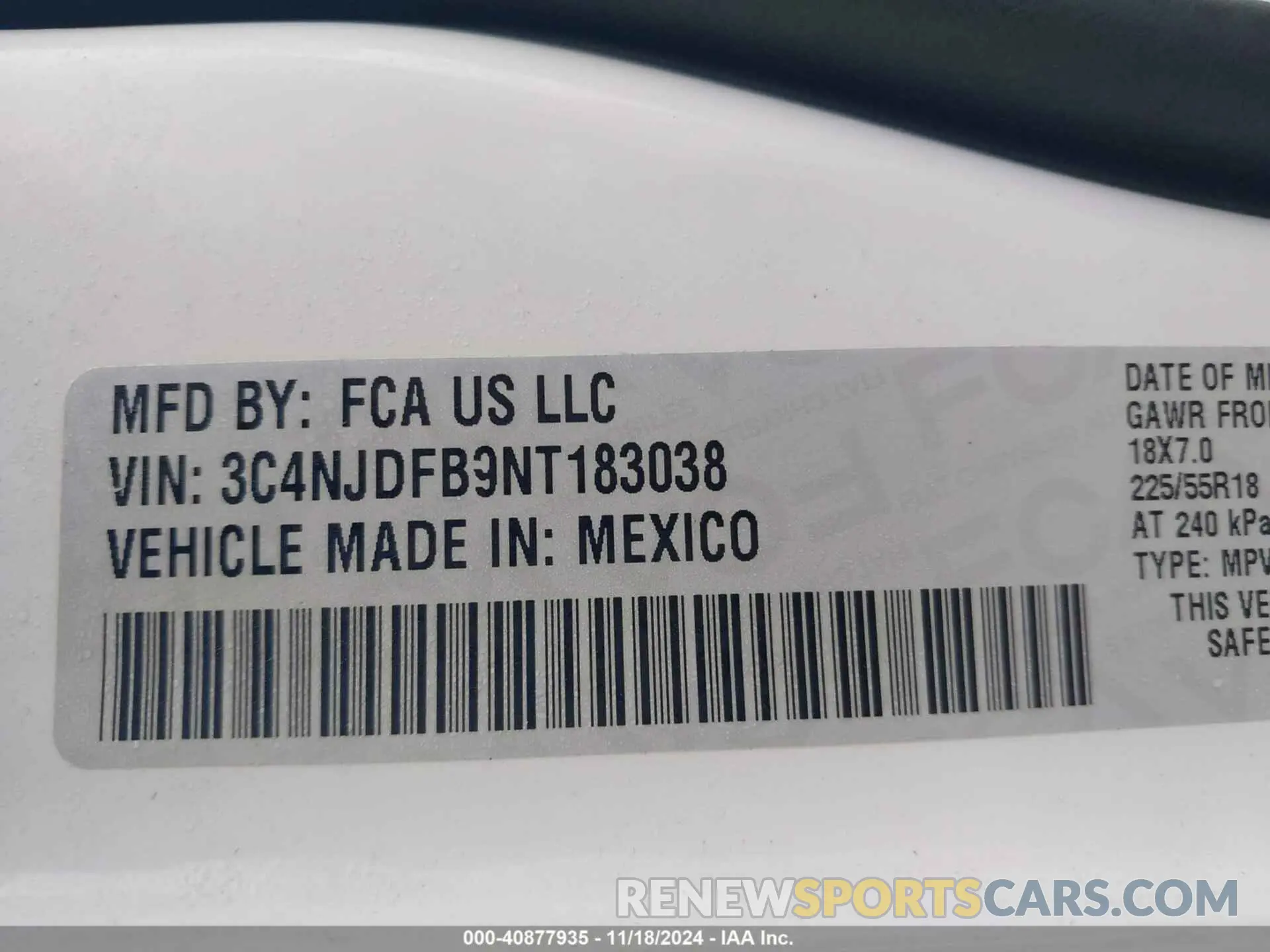 9 Photograph of a damaged car 3C4NJDFB9NT183038 JEEP COMPASS 2022