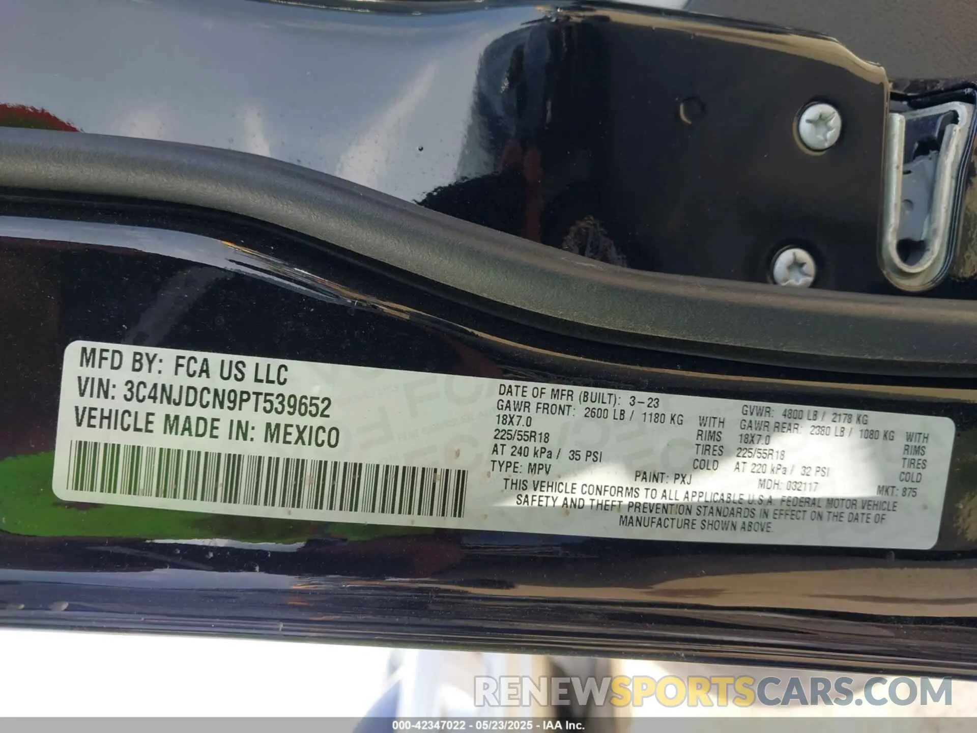 9 Фотография поврежденного автомобиля 3C4NJDCN9PT539652 JEEP COMPASS 2023