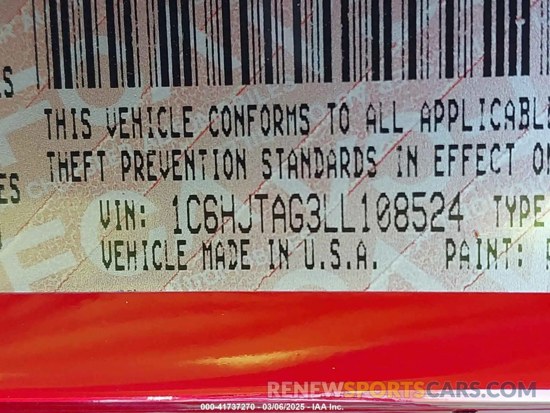 9 Photograph of a damaged car 1C6HJTAG3LL108524 JEEP GLADIATOR 2020