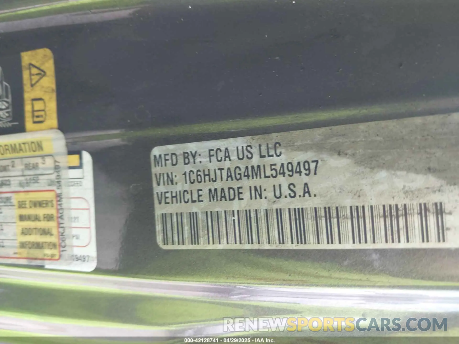 9 Фотография поврежденного автомобиля 1C6HJTAG4ML549497 JEEP GLADIATOR 2021