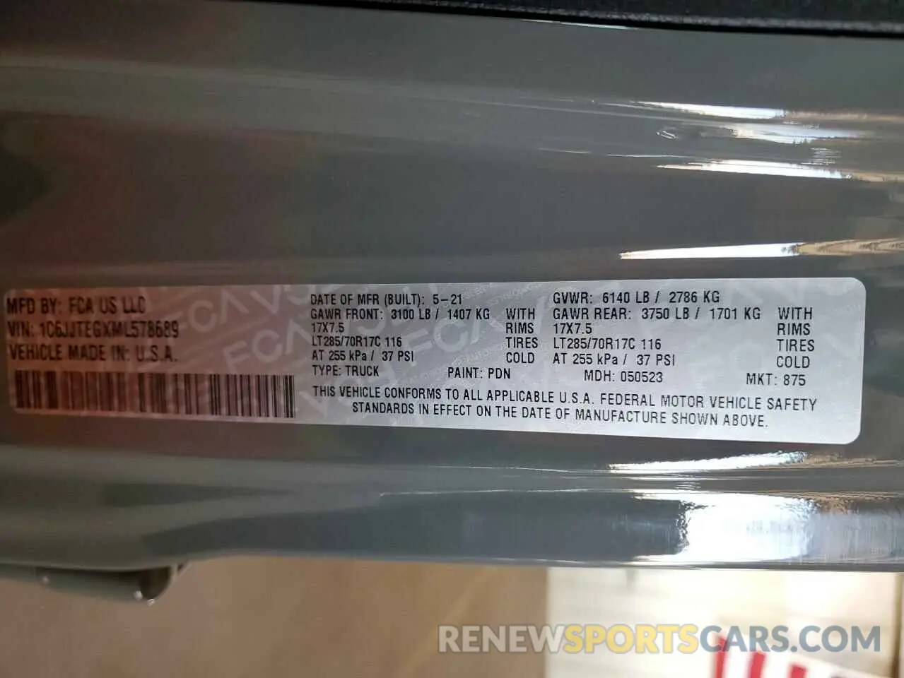 14 Фотография поврежденного автомобиля 1C6JJTEGXML578689 JEEP GLADIATOR 2021