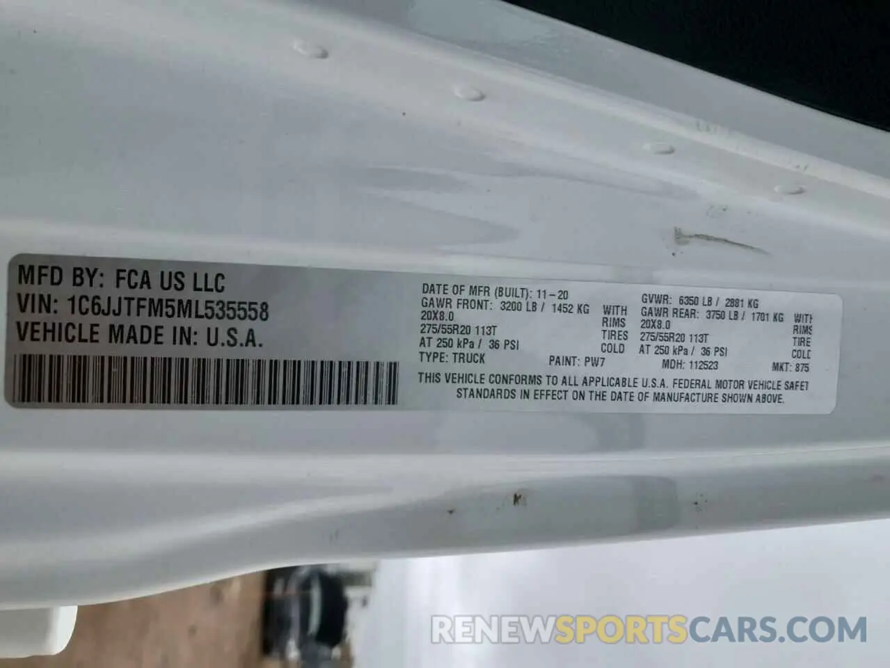 12 Фотография поврежденного автомобиля 1C6JJTFM5ML535558 JEEP GLADIATOR 2021
