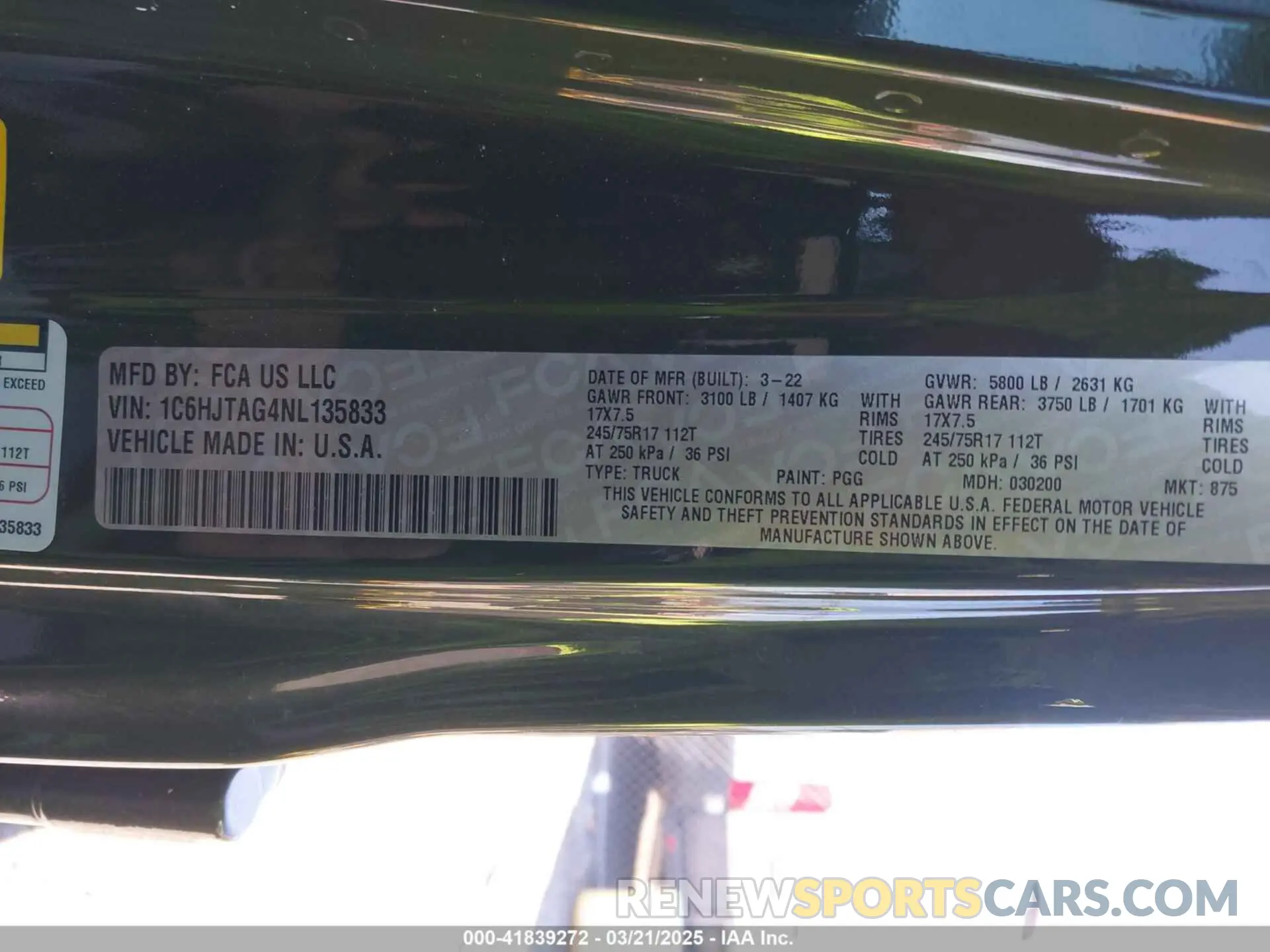 9 Photograph of a damaged car 1C6HJTAG4NL135833 JEEP GLADIATOR 2022