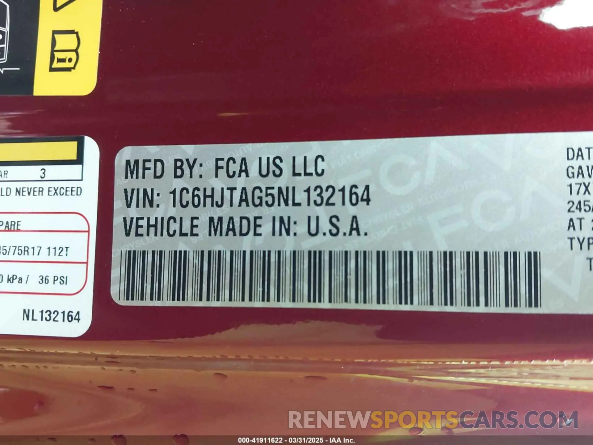 9 Photograph of a damaged car 1C6HJTAG5NL132164 JEEP GLADIATOR 2022