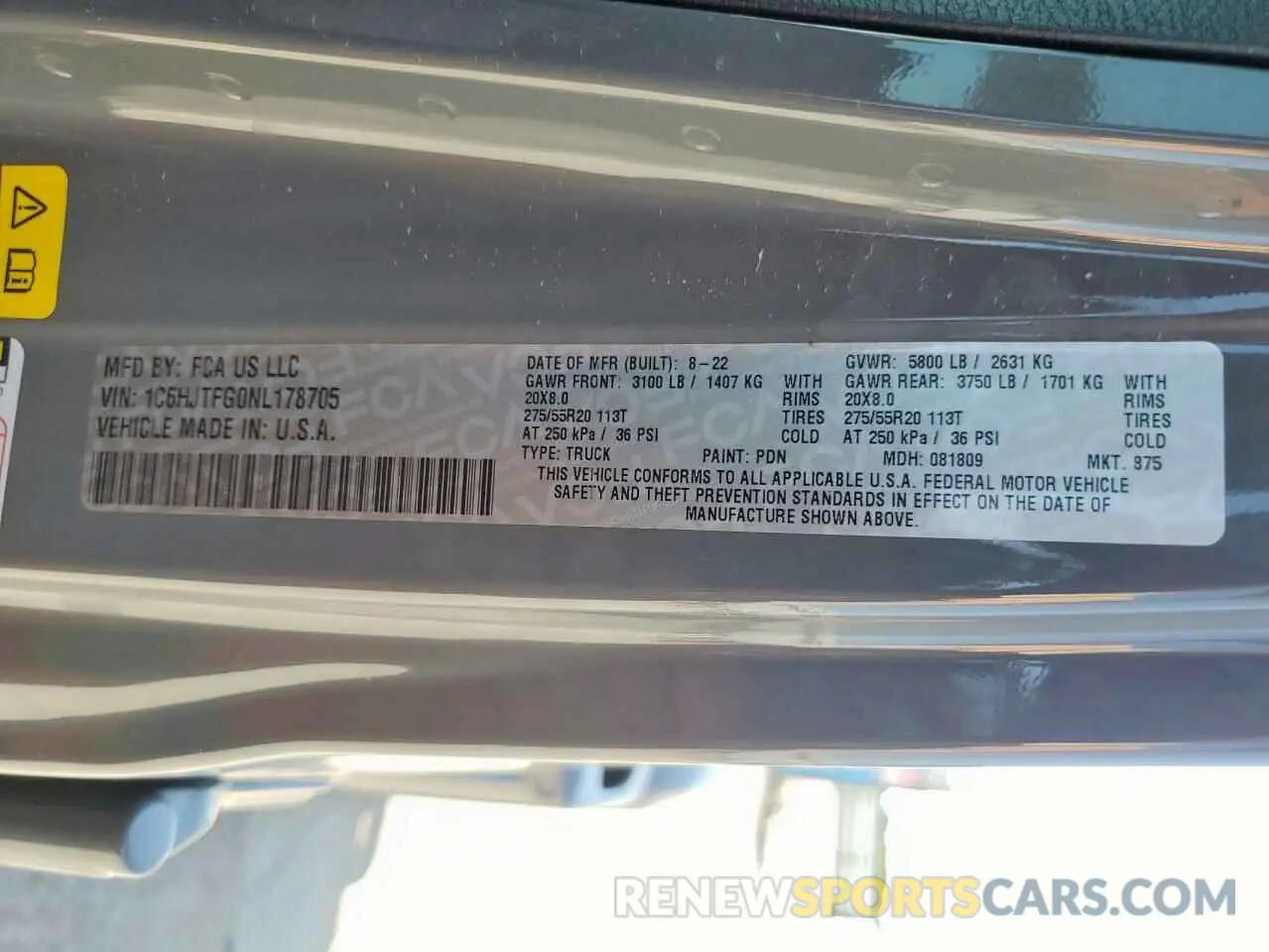 12 Photograph of a damaged car 1C6HJTFG0NL178705 JEEP GLADIATOR 2022