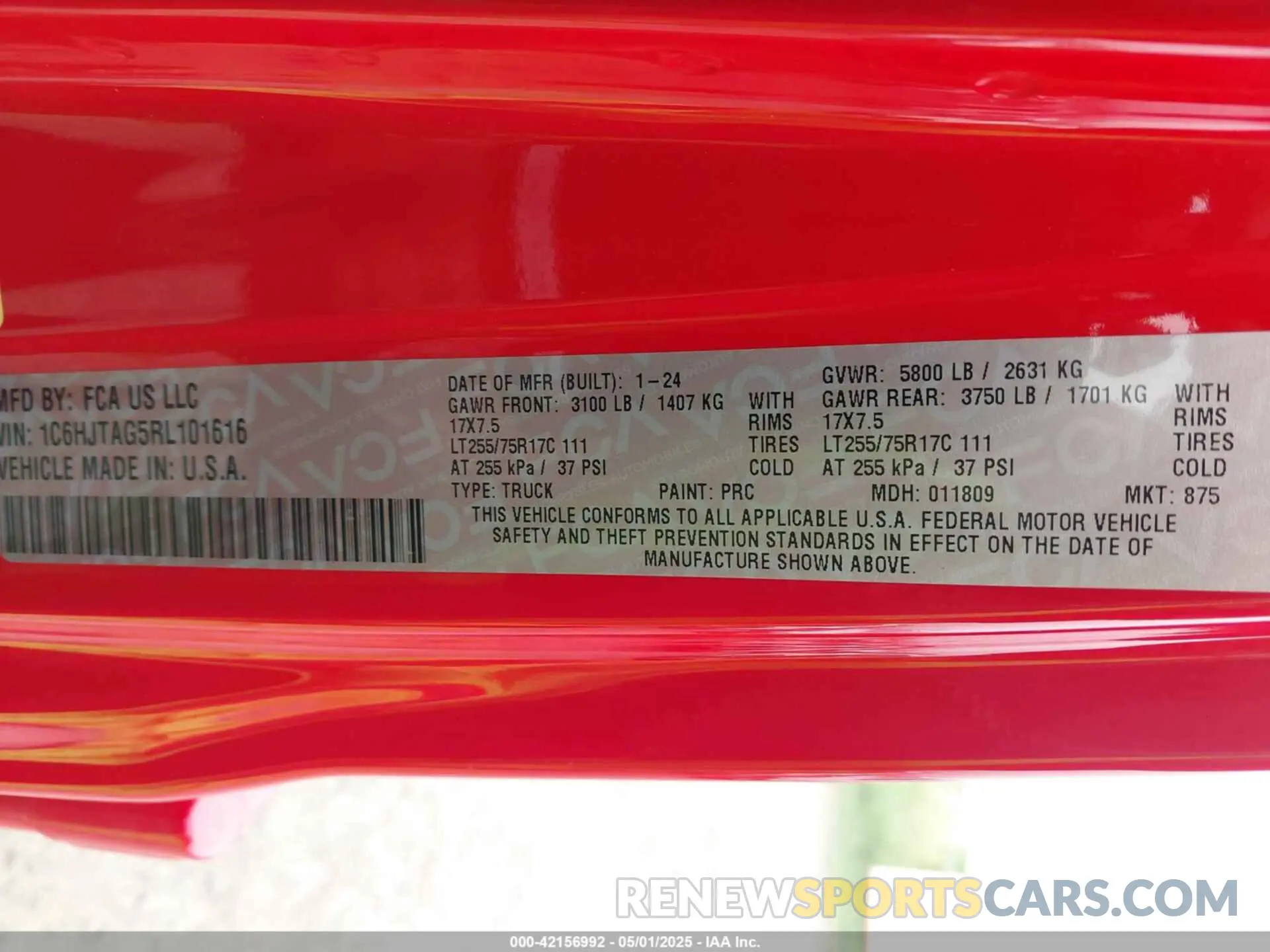 9 Photograph of a damaged car 1C6HJTAG5RL101616 JEEP GLADIATOR 2024