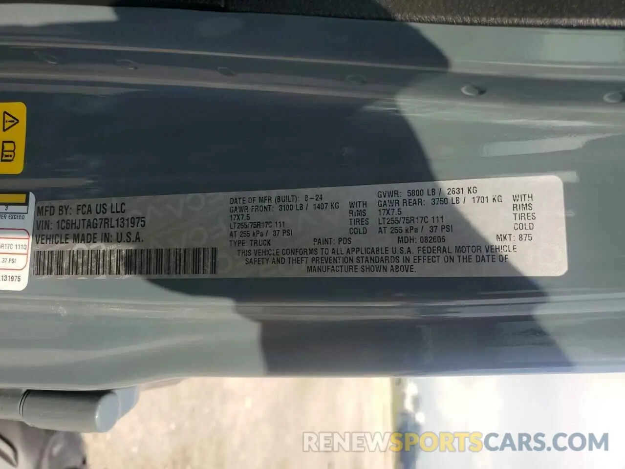 13 Photograph of a damaged car 1C6HJTAG7RL131975 JEEP GLADIATOR 2024