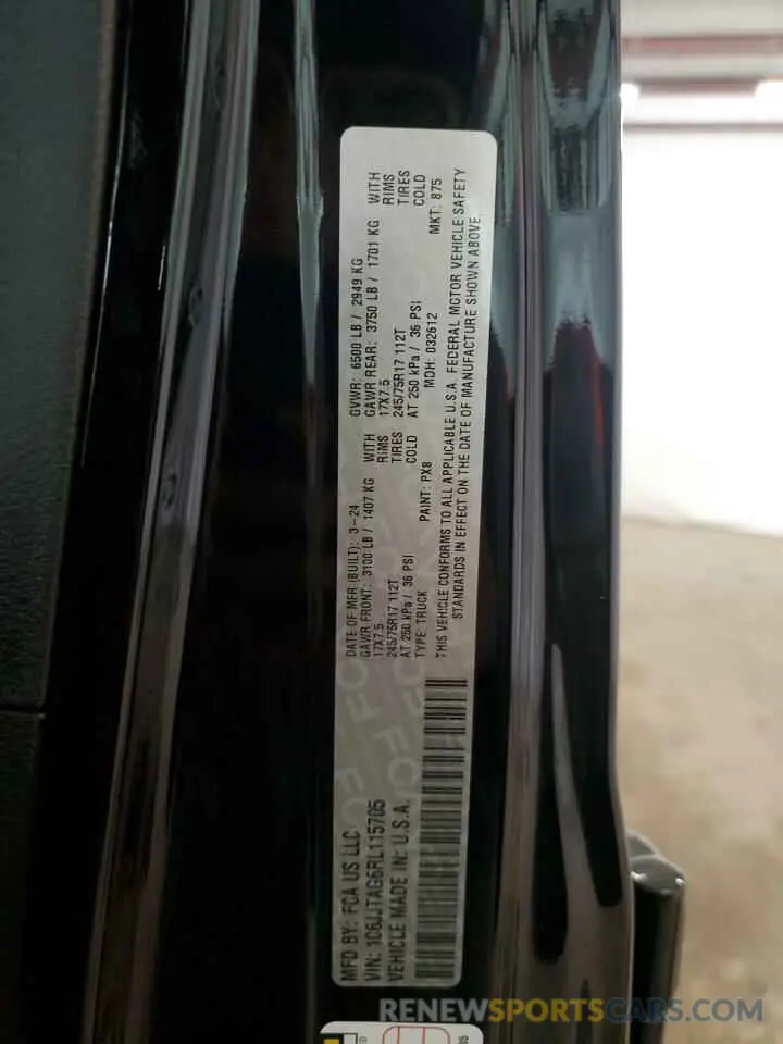 12 Photograph of a damaged car 1C6JJTAG6RL115705 JEEP GLADIATOR 2024