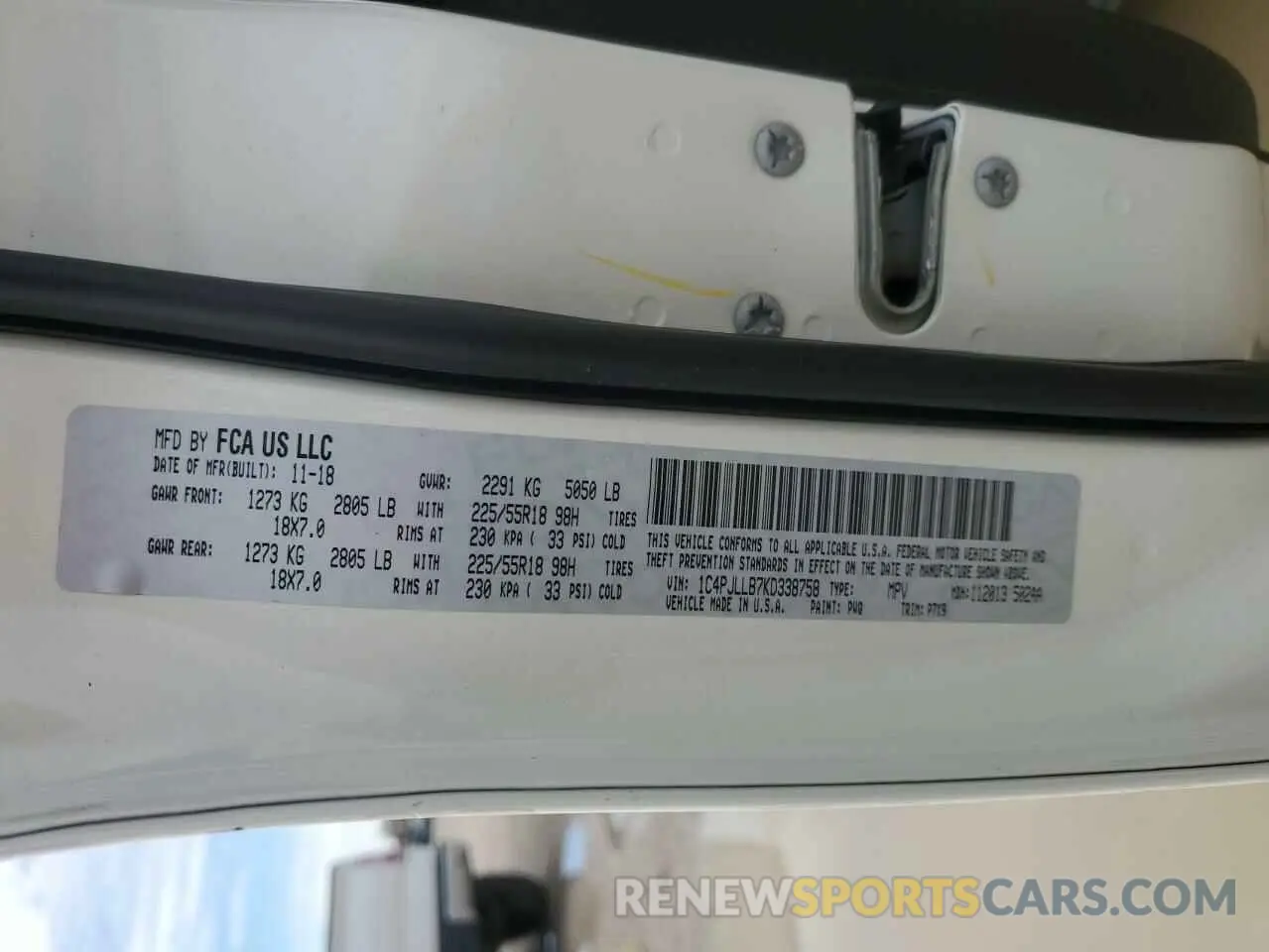 13 Фотография поврежденного автомобиля 1C4PJLLB7KD338758 JEEP GRAND CHER 2019
