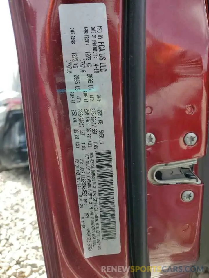 13 Photograph of a damaged car 1C4PJLLB9KD454527 JEEP GRAND CHER 2019