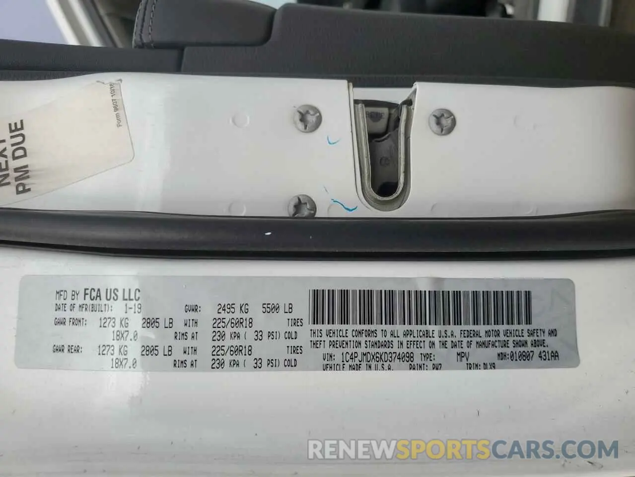 15 Photograph of a damaged car 1C4PJMDX6KD374098 JEEP GRAND CHER 2019