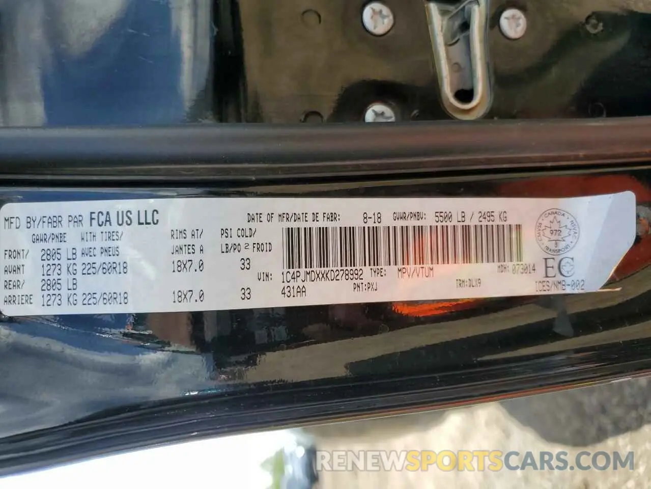 13 Photograph of a damaged car 1C4PJMDXXKD278992 JEEP GRAND CHER 2019