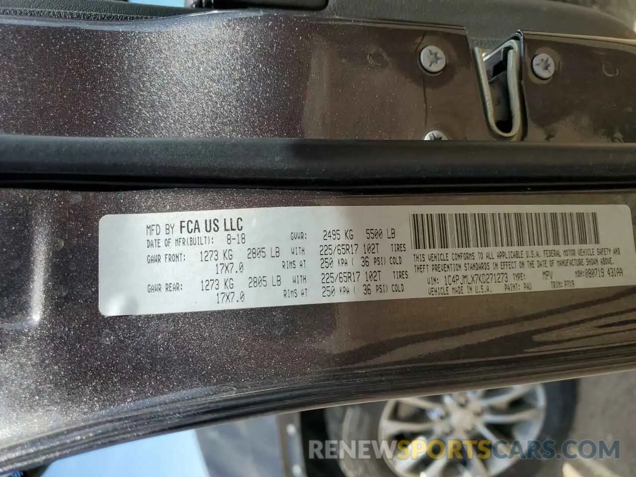 13 Фотография поврежденного автомобиля 1C4PJMLX7KD271273 JEEP GRAND CHER 2019