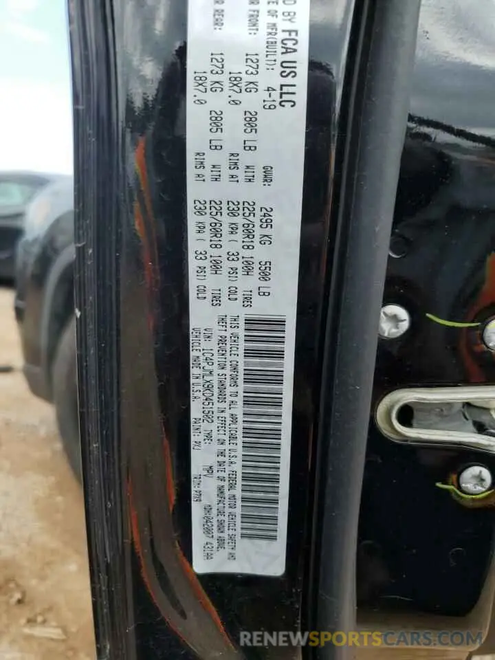 13 Photograph of a damaged car 1C4PJMLX9KD451502 JEEP GRAND CHER 2019