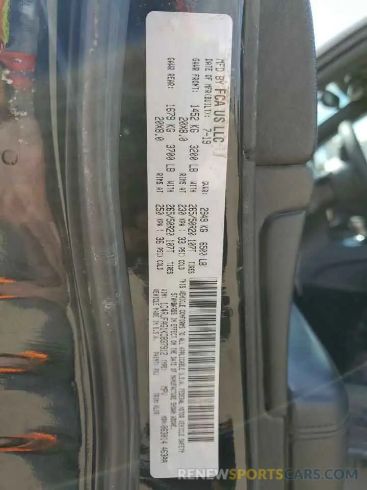 13 Photograph of a damaged car 1C4RJFAG1KC837912 JEEP GRAND CHER 2019