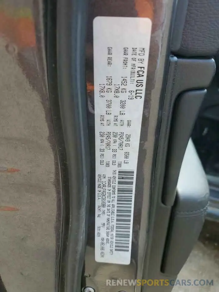 13 Photograph of a damaged car 1C4RJFAG2KC810380 JEEP GRAND CHER 2019