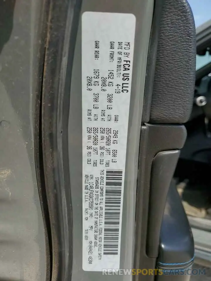 13 Фотография поврежденного автомобиля 1C4RJFAG6KC759501 JEEP GRAND CHER 2019