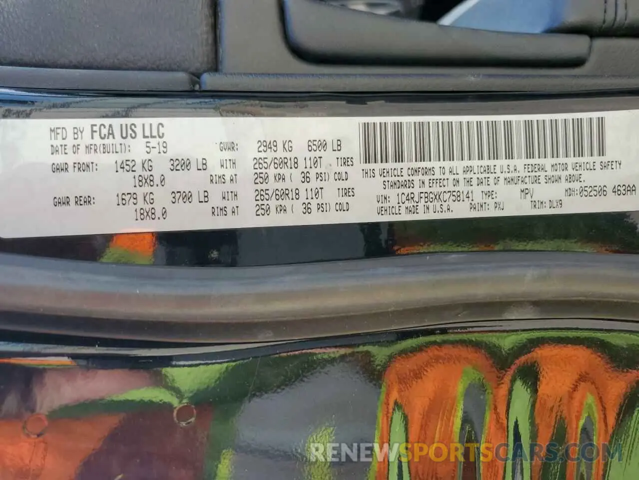 16 Photograph of a damaged car 1C4RJFBGXKC758141 JEEP GRAND CHER 2019
